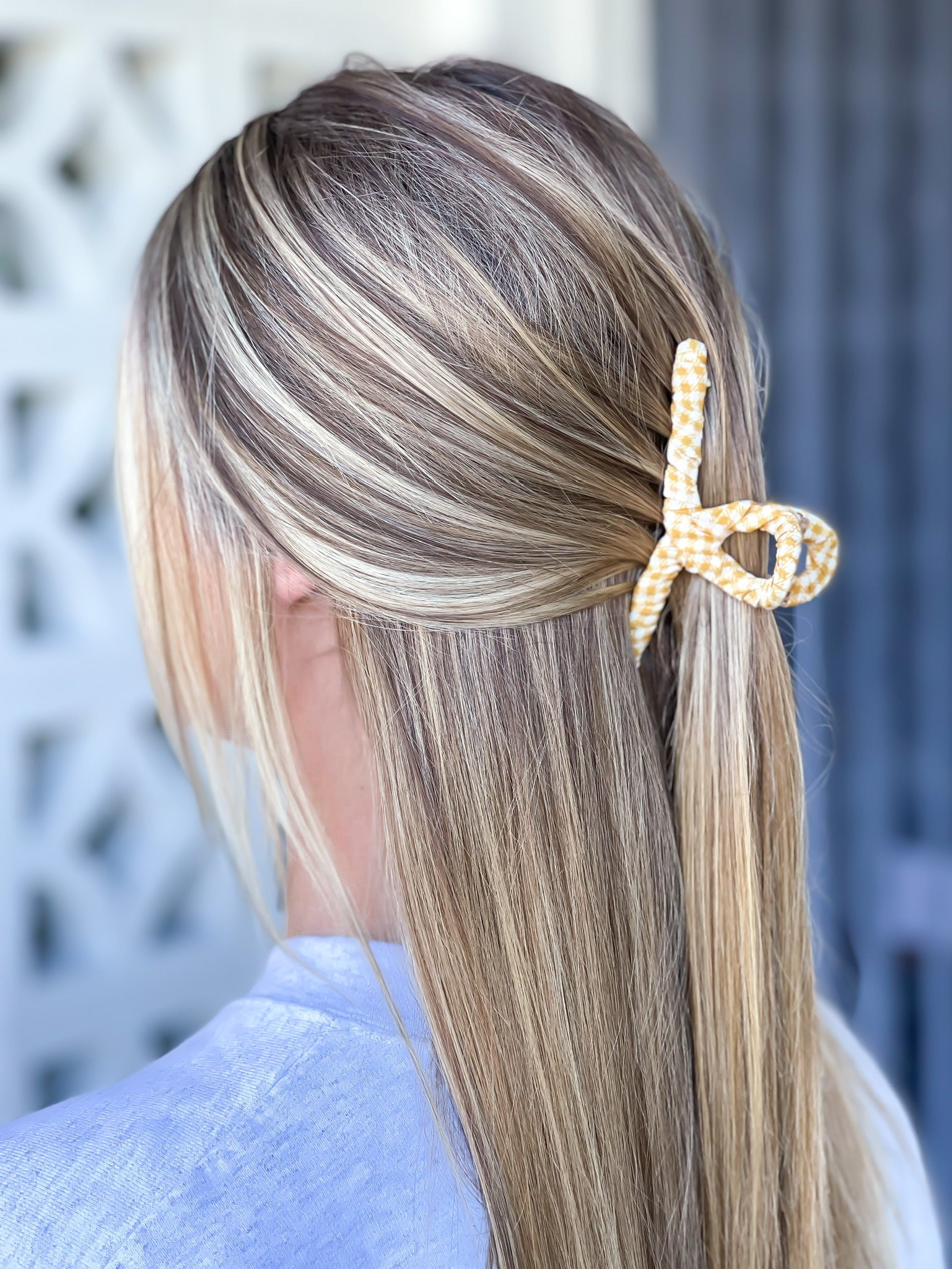 Gingham Claw Hair Clip - Yellow