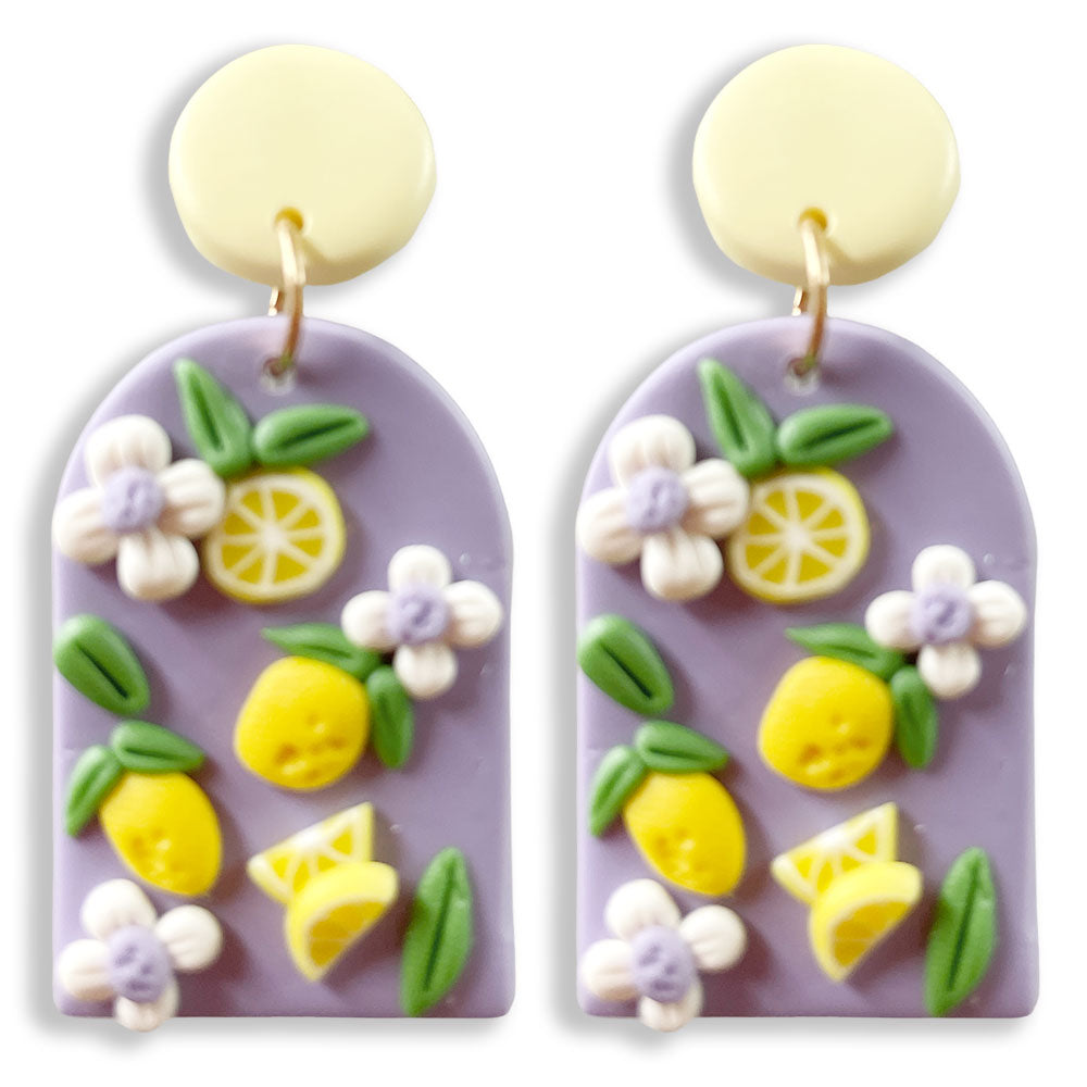 Lemon Garden Clay Dangle Earrings