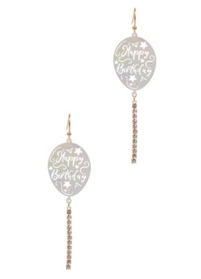 'Happy Birthday' Balloon Dangle Earrings - White