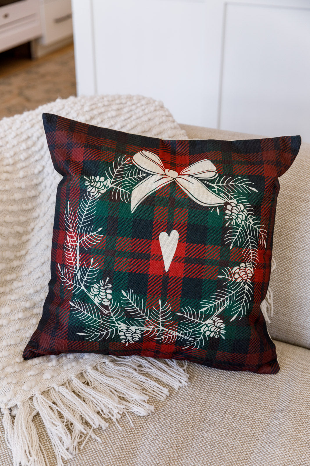 Holiday Wreath Pillow Cover (Ships in 1-2 Weeks)