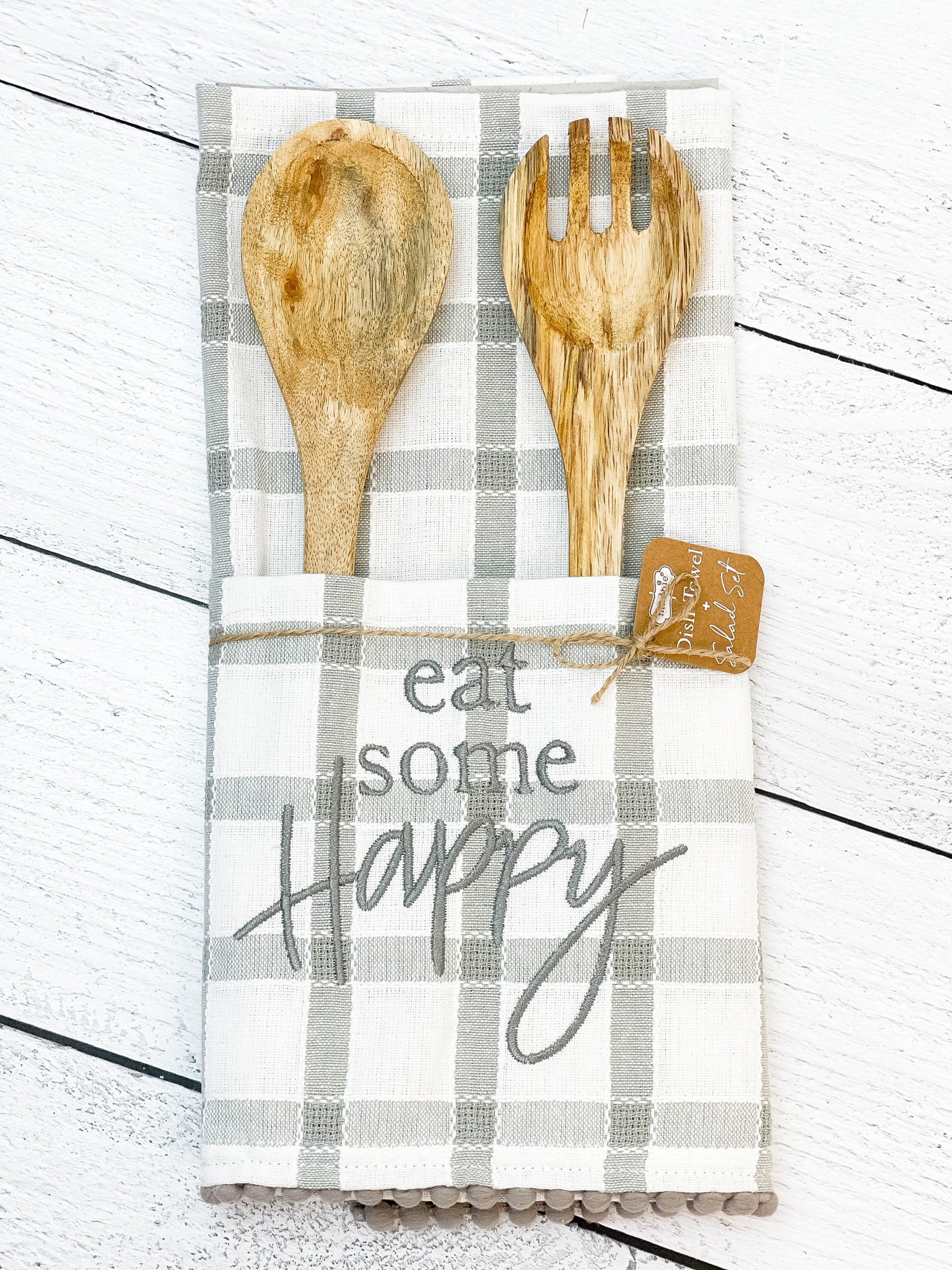 Happy Towel Salad Sets by Mud Pie - Choice of Saying