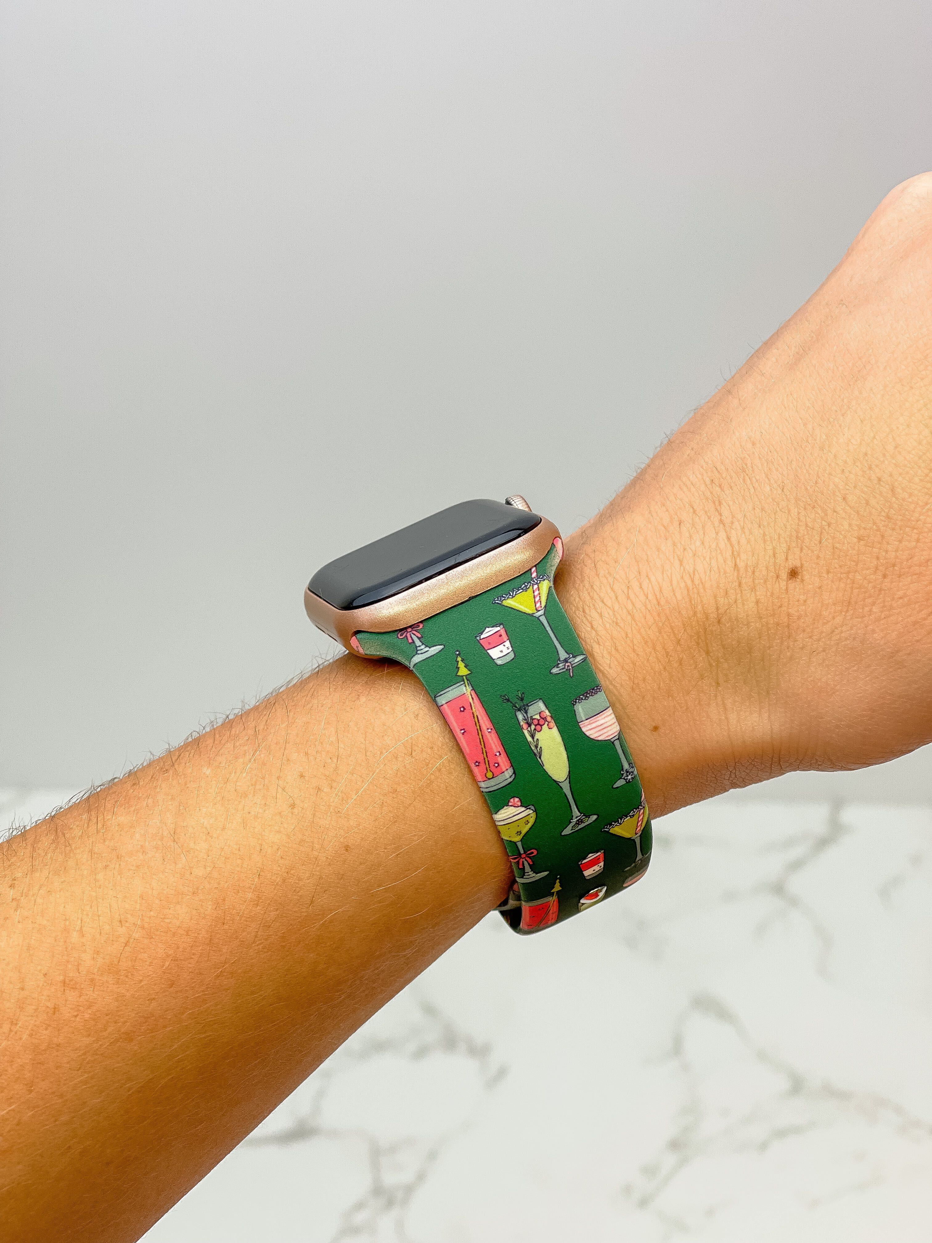 Holiday Cocktail Printed Silicone Smart Watch Band