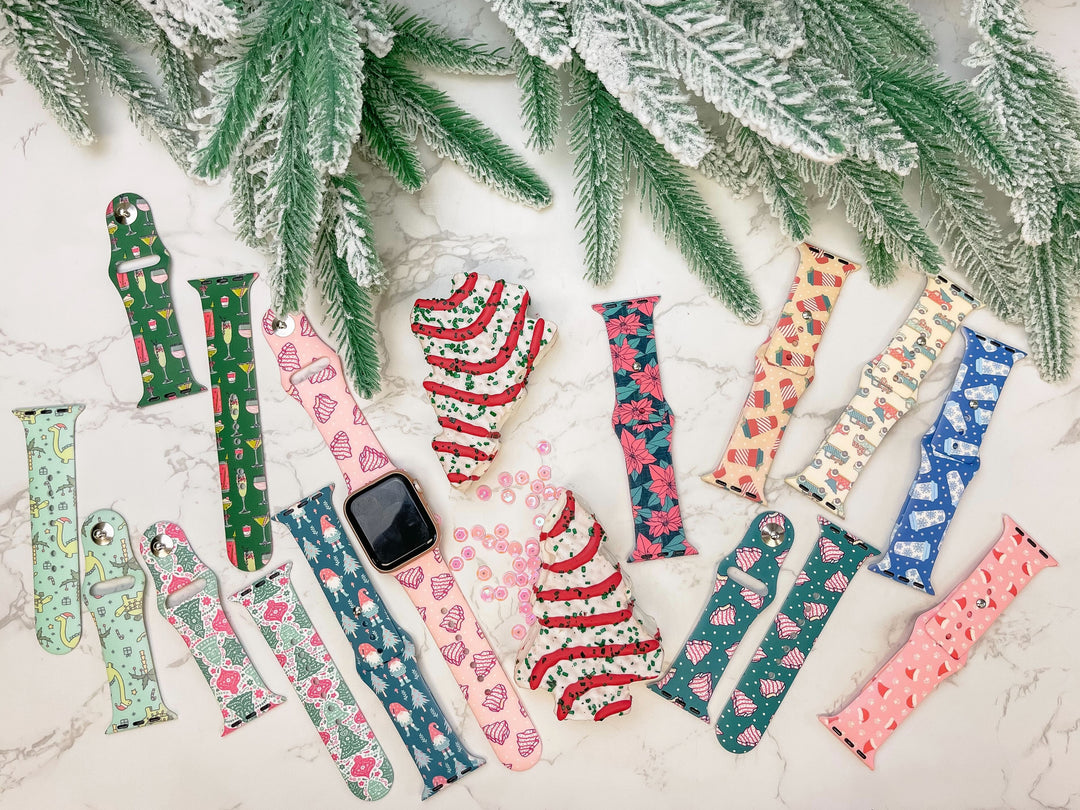 Christmas Tree Christmas Silicone Apple Watch Band Pink Christmas