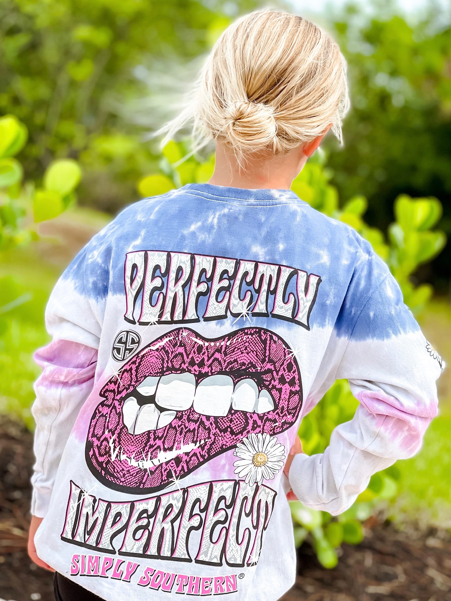 Youth 'Perfectly Imperfect' Leopard Lips Tie Dye Long Sleeve Tee by Simply Southern