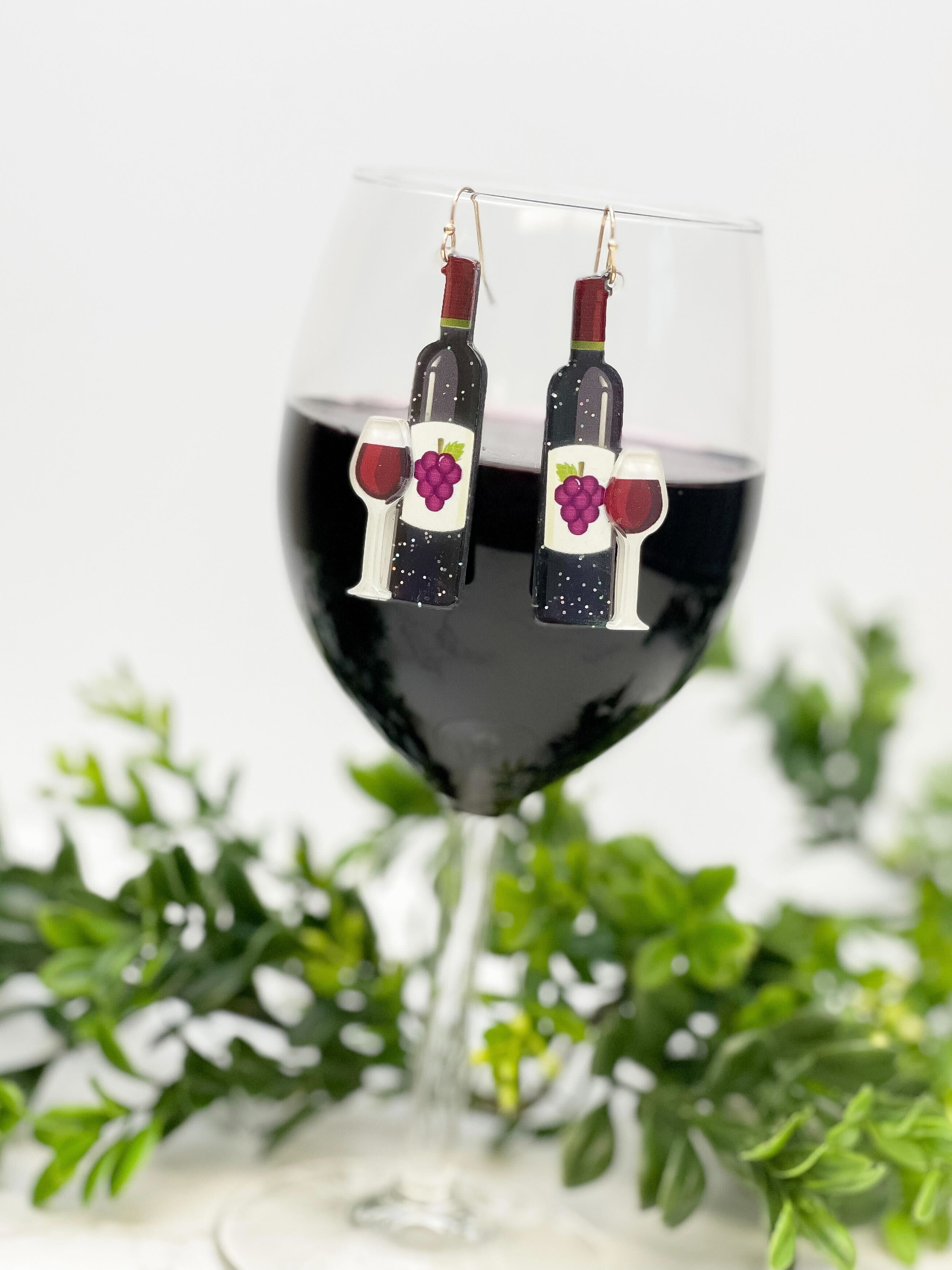 Red Wine Bottle Dangle Earrings