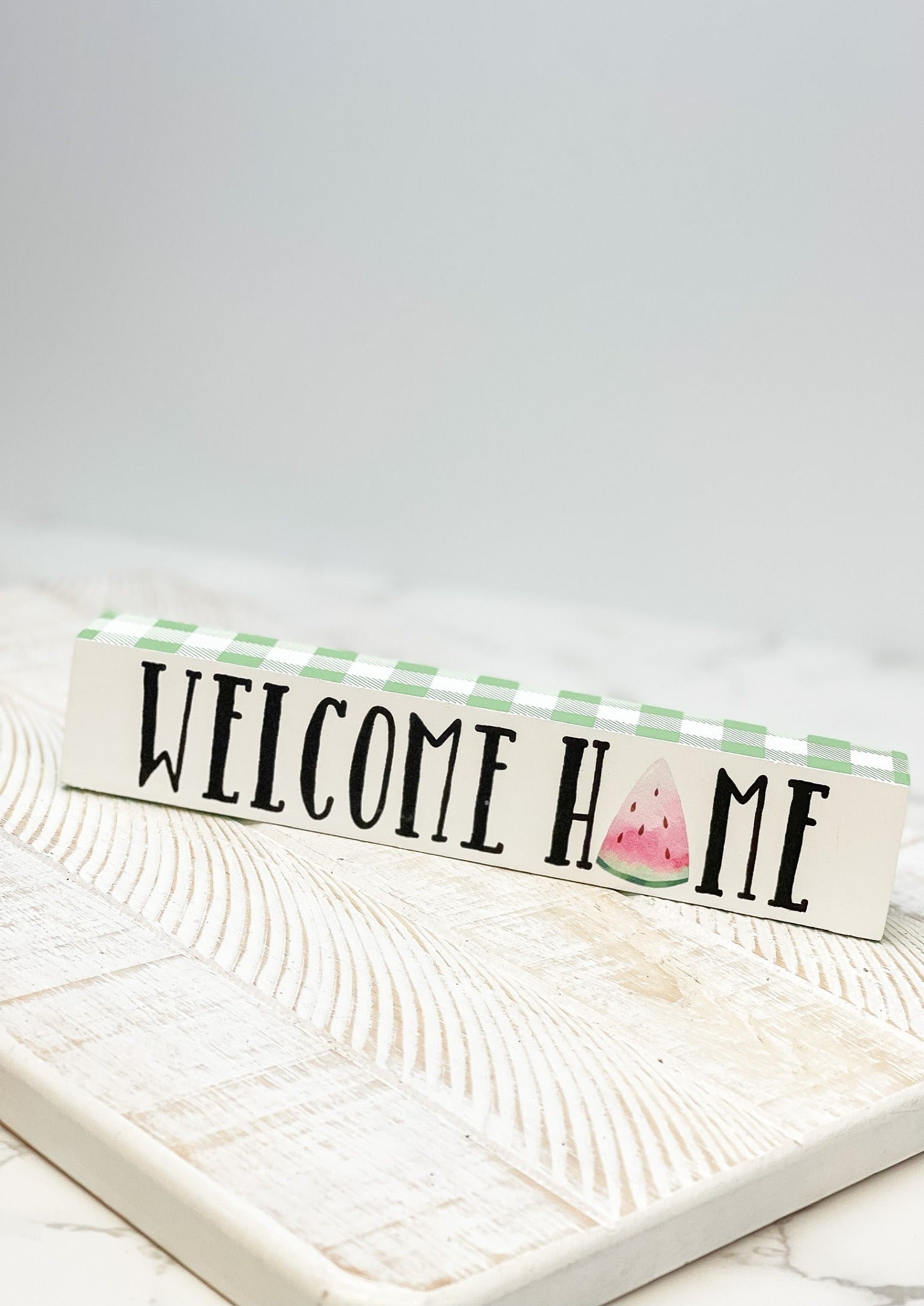 'Welcome Home' Watermelon Block Sign
