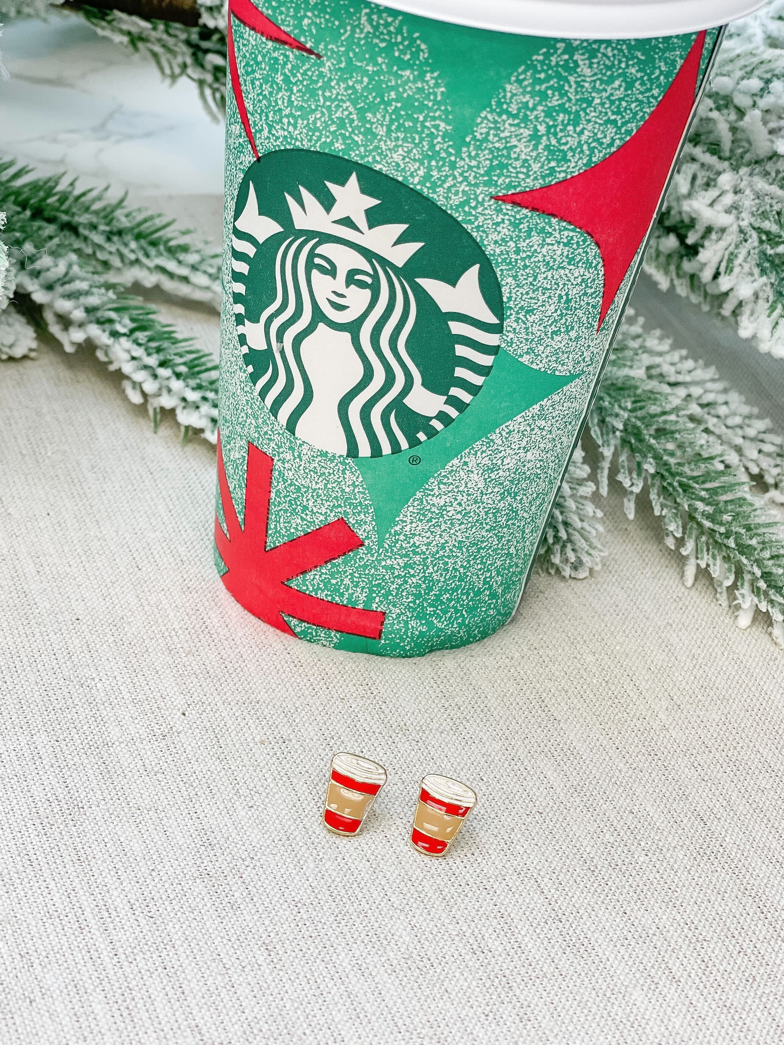Red Coffee Cup Signature Enamel Studs by Prep Obsessed