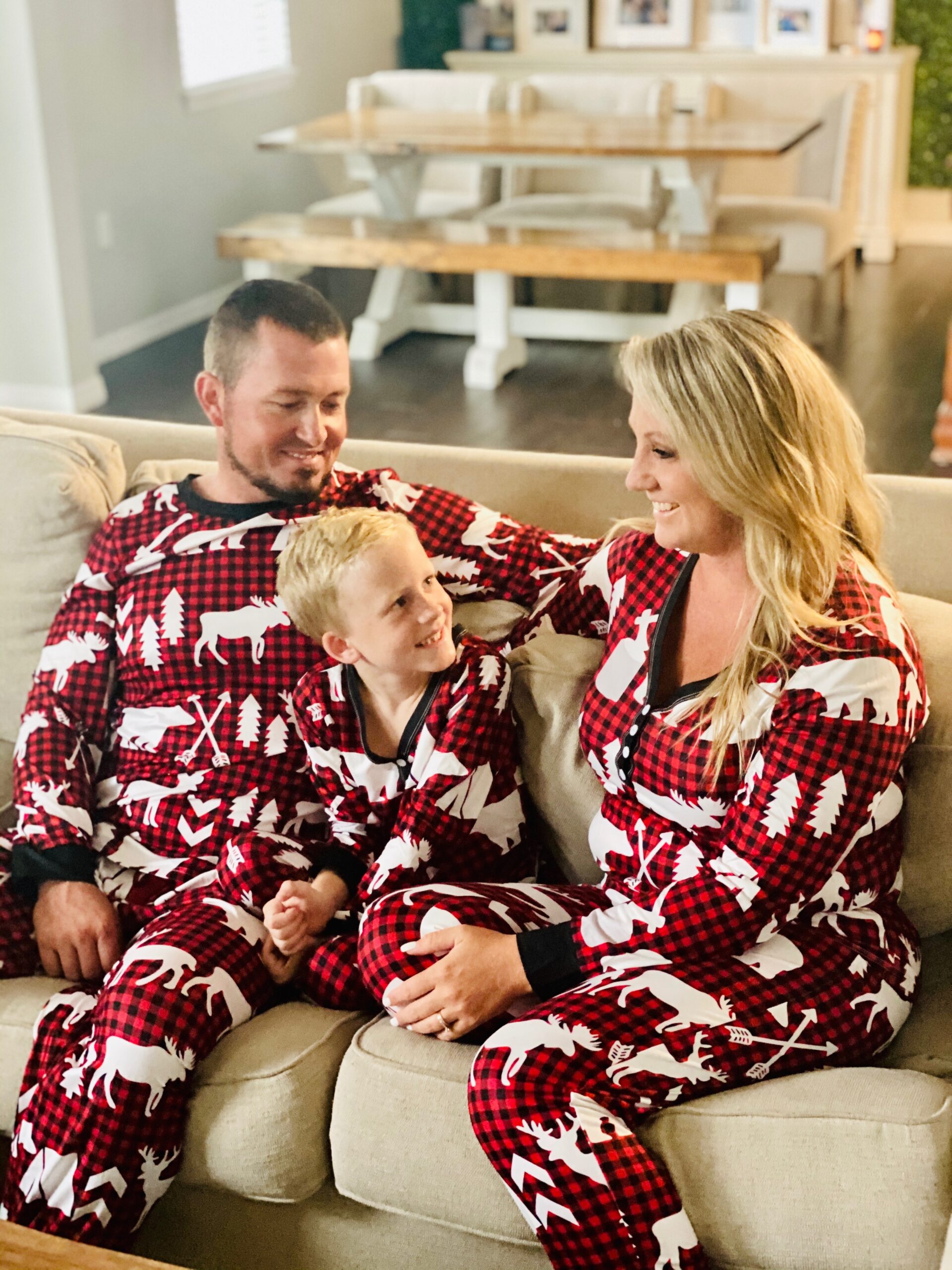 Matching Family Pajamas in Plaid Bear