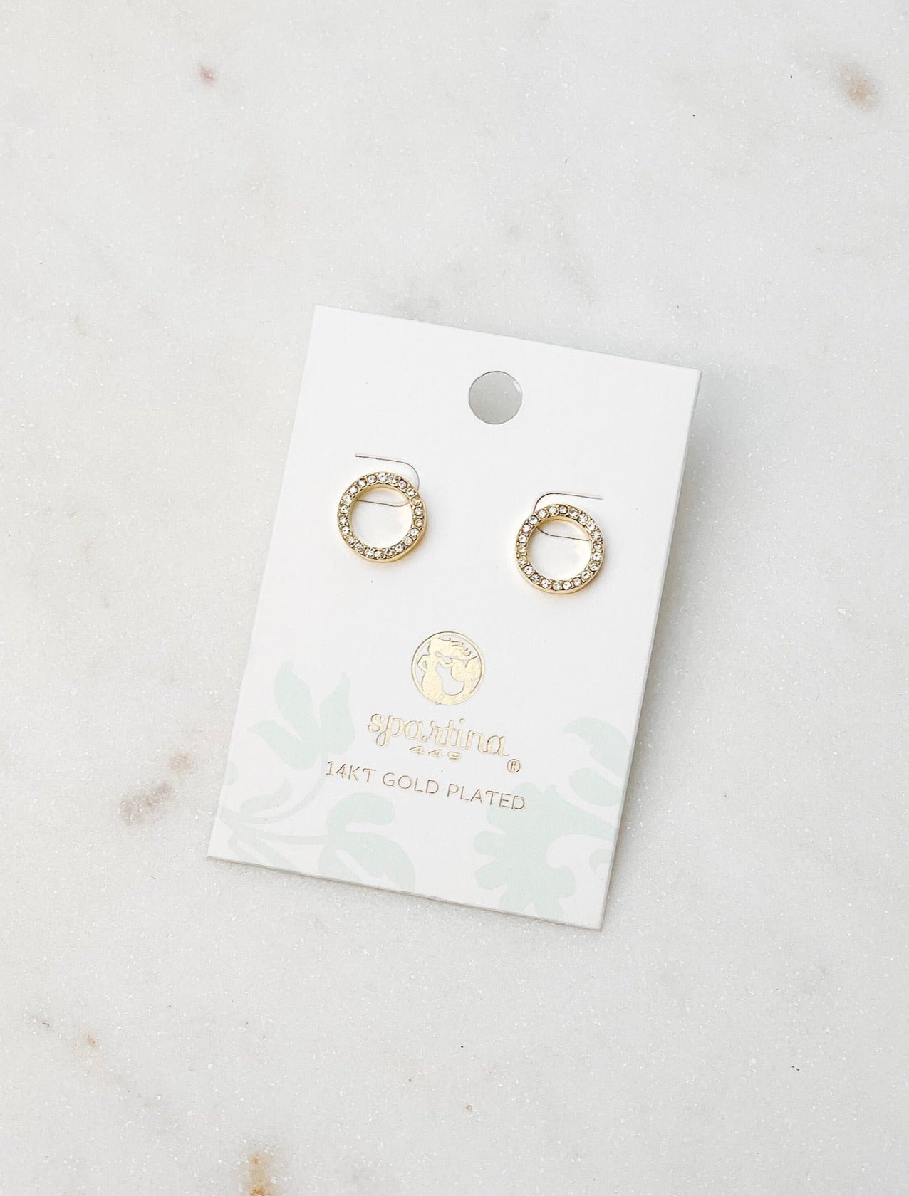 Crystal Eternity Stud Earrings by Spartina - Gold