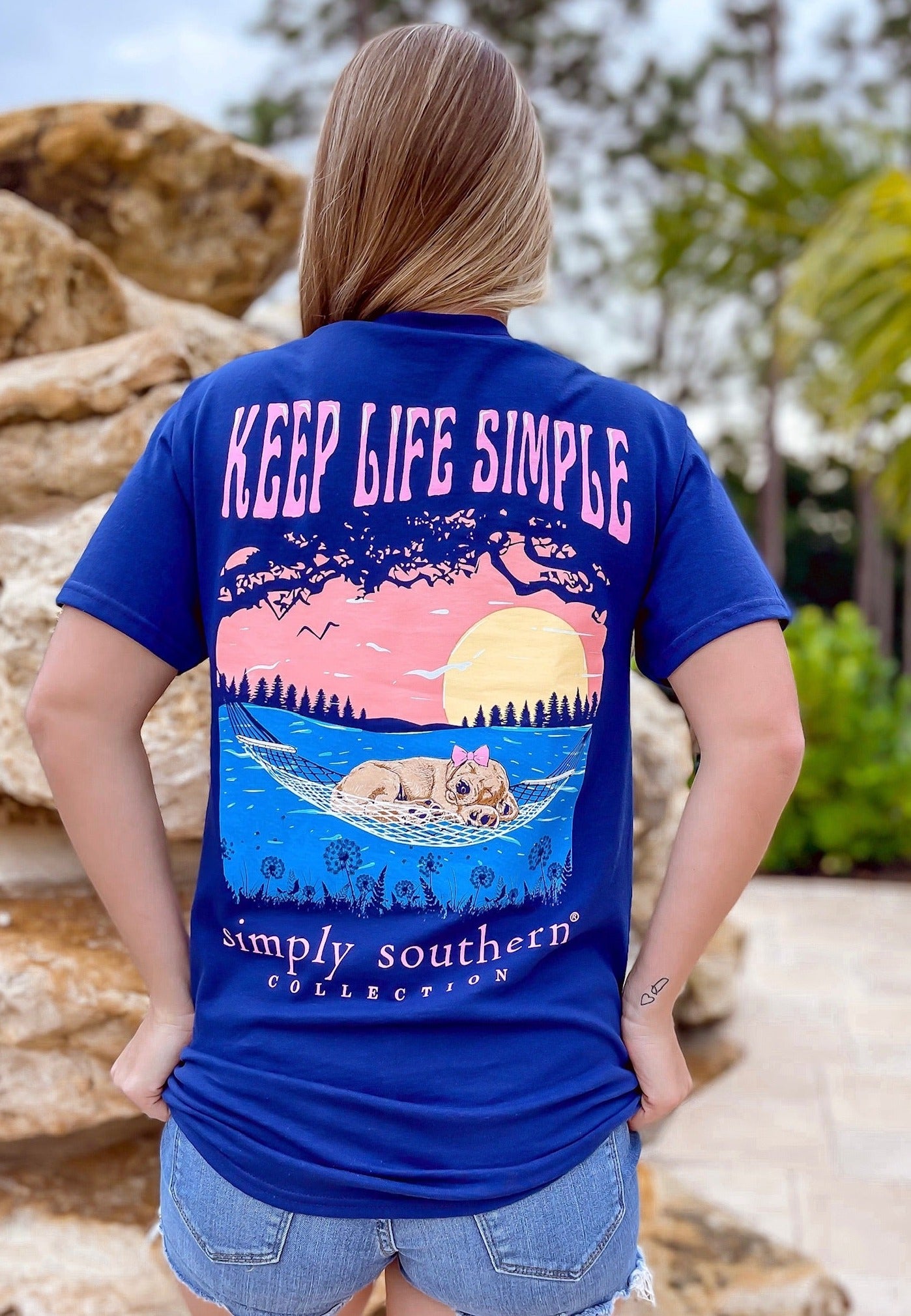 'Keep Life Simple' Hammock Dog Short Sleeve Tee by Simply Southern