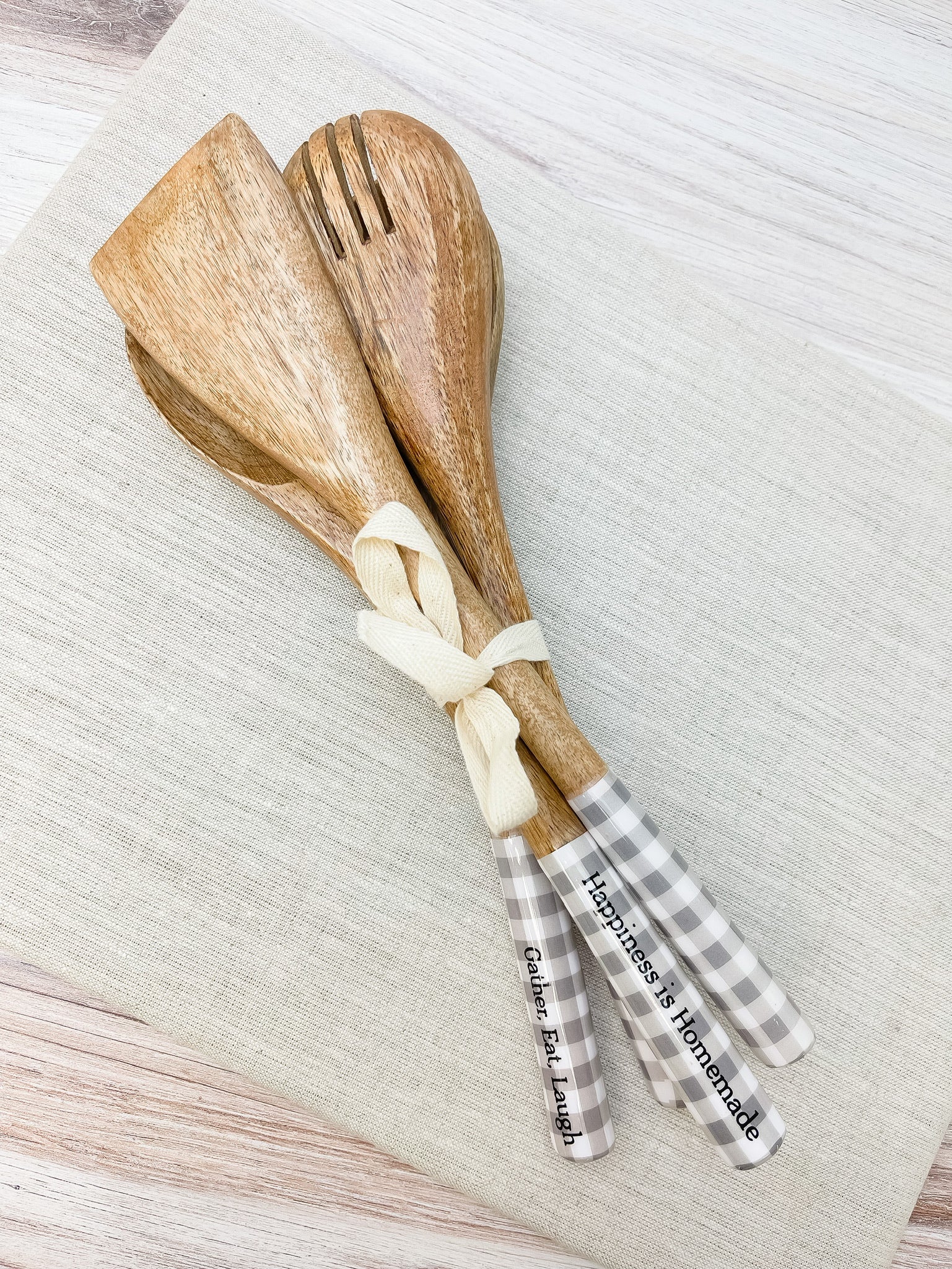 Happiness is Homemade Wooden Serving Spoons - Set of 4