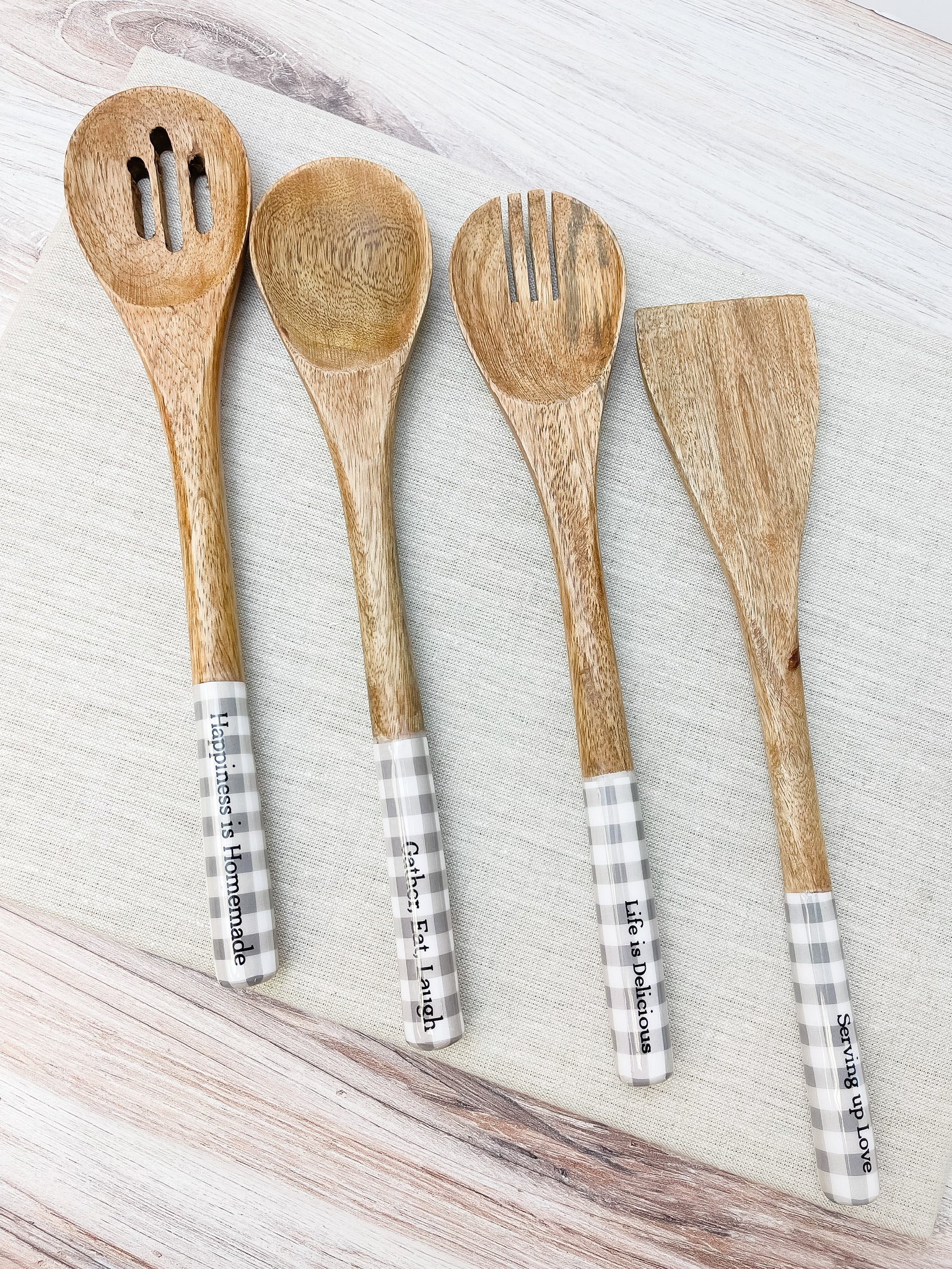 Happiness is Homemade Wooden Serving Spoons - Set of 4