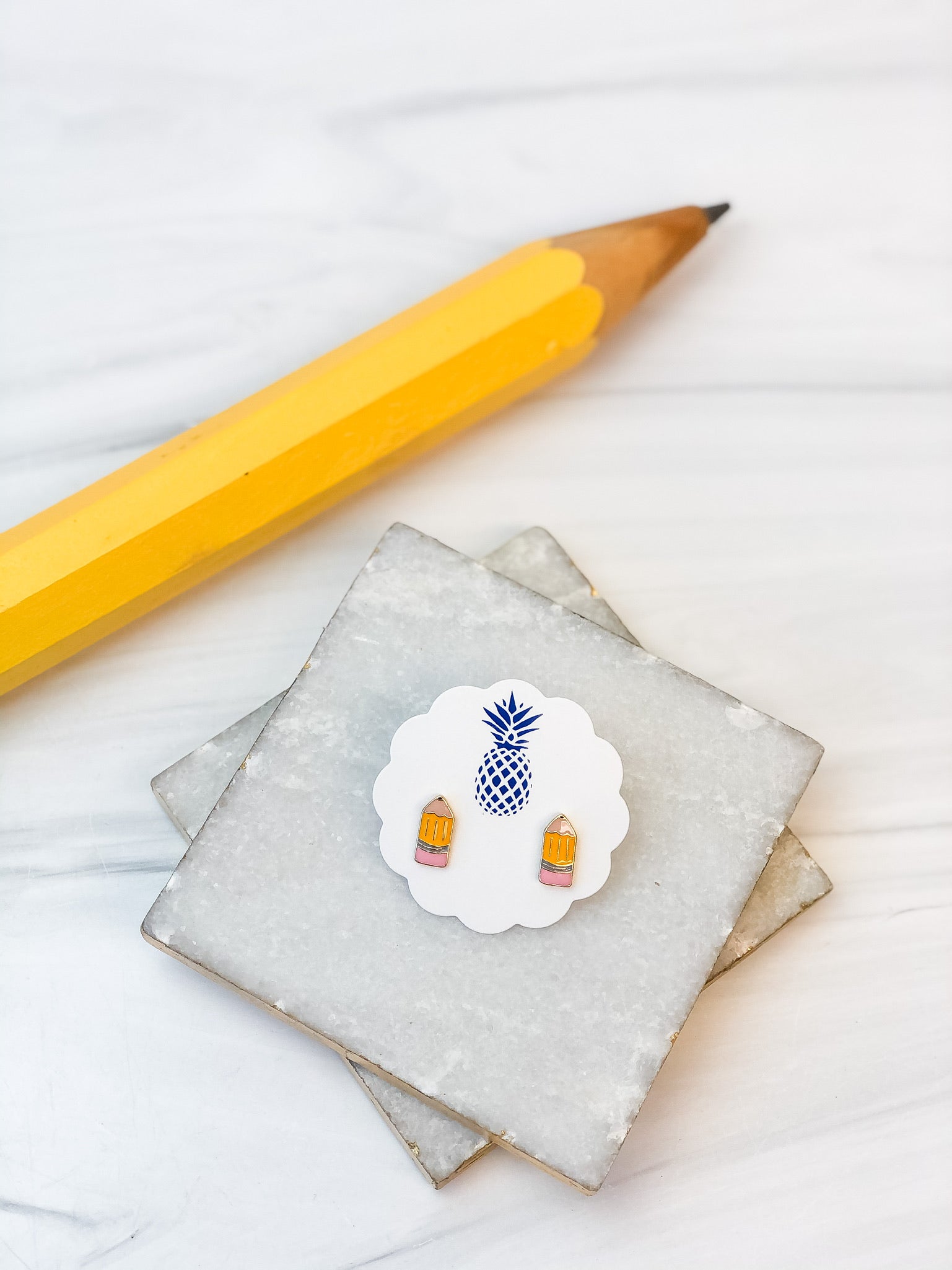 Pencil Signature Enamel Studs by Prep Obsessed
