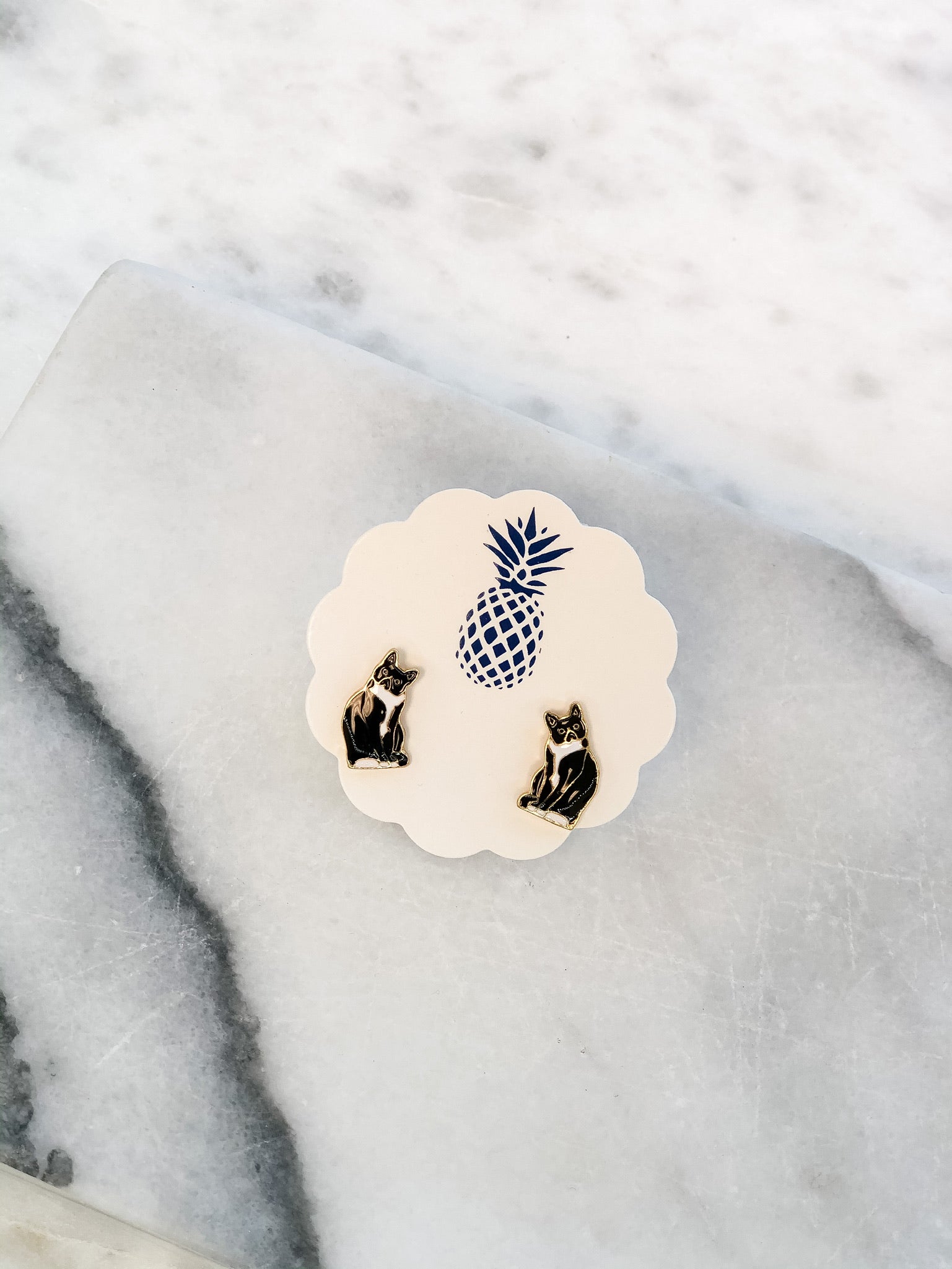 Signature Pet Enamel Studs by Prep Obsessed - Black and White Cat