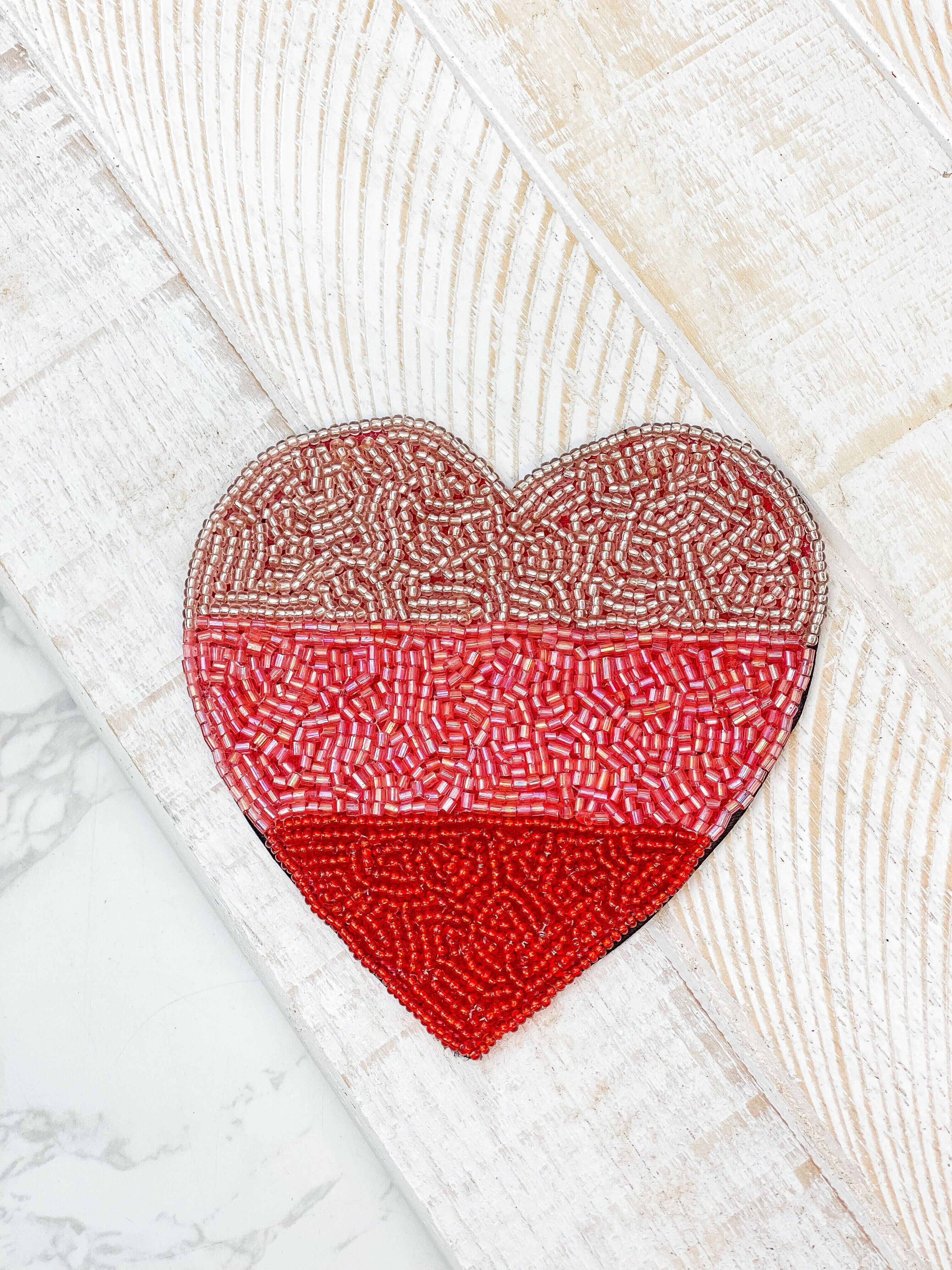 Ombre Heart Seed Bead Coaster
