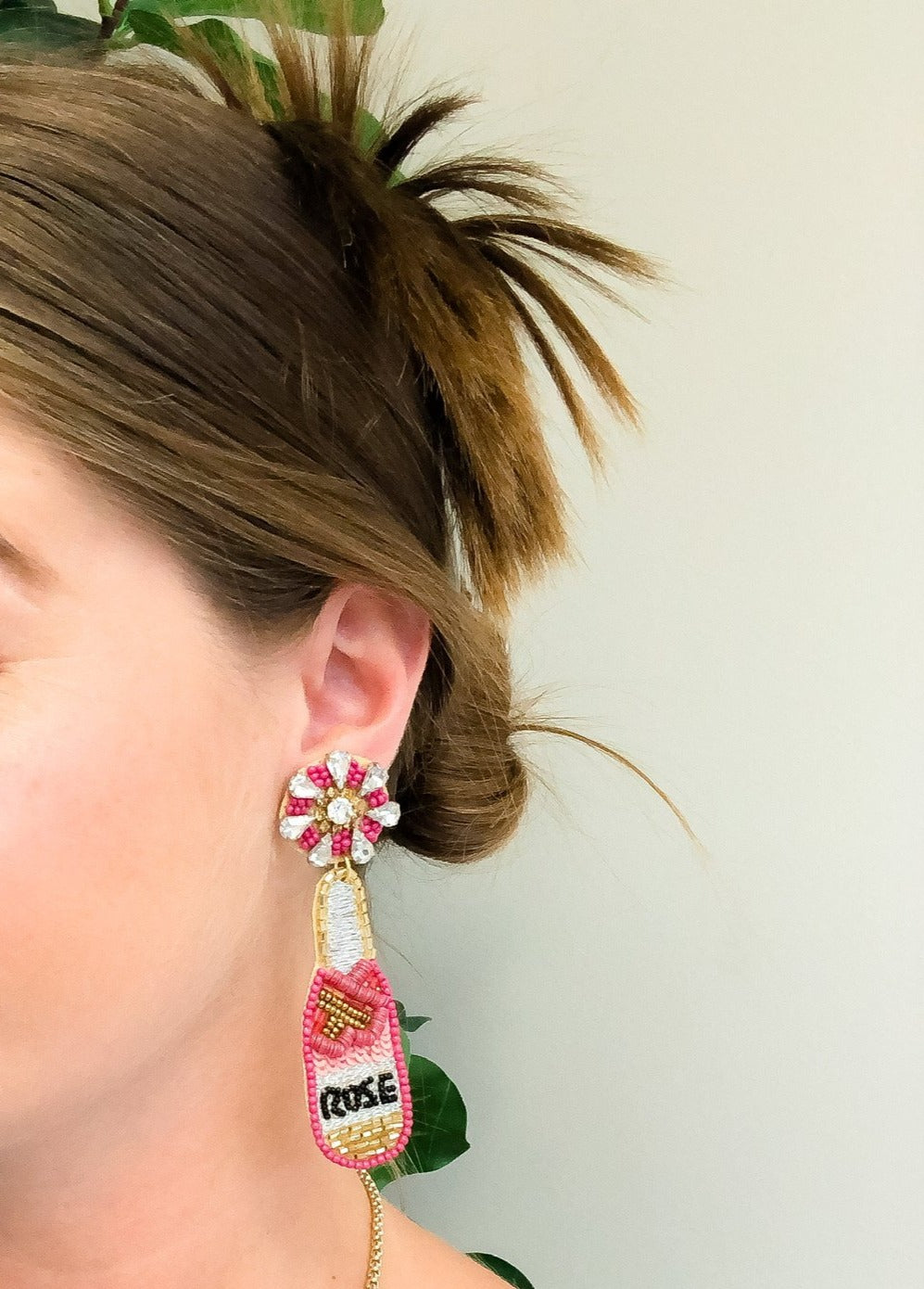 Rosé Seed Bead Dangle Earrings