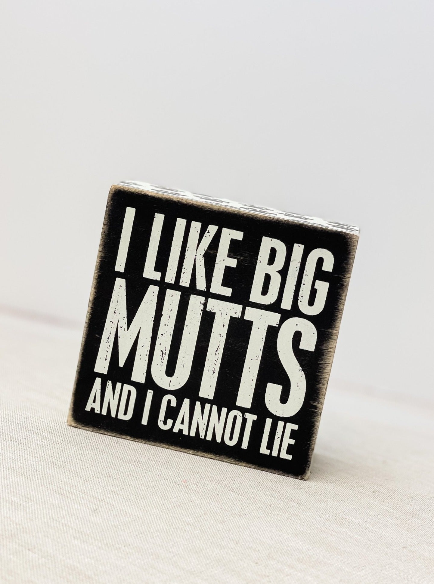 'I Like Big Mutts And I Cannot Lie' Box Sign
