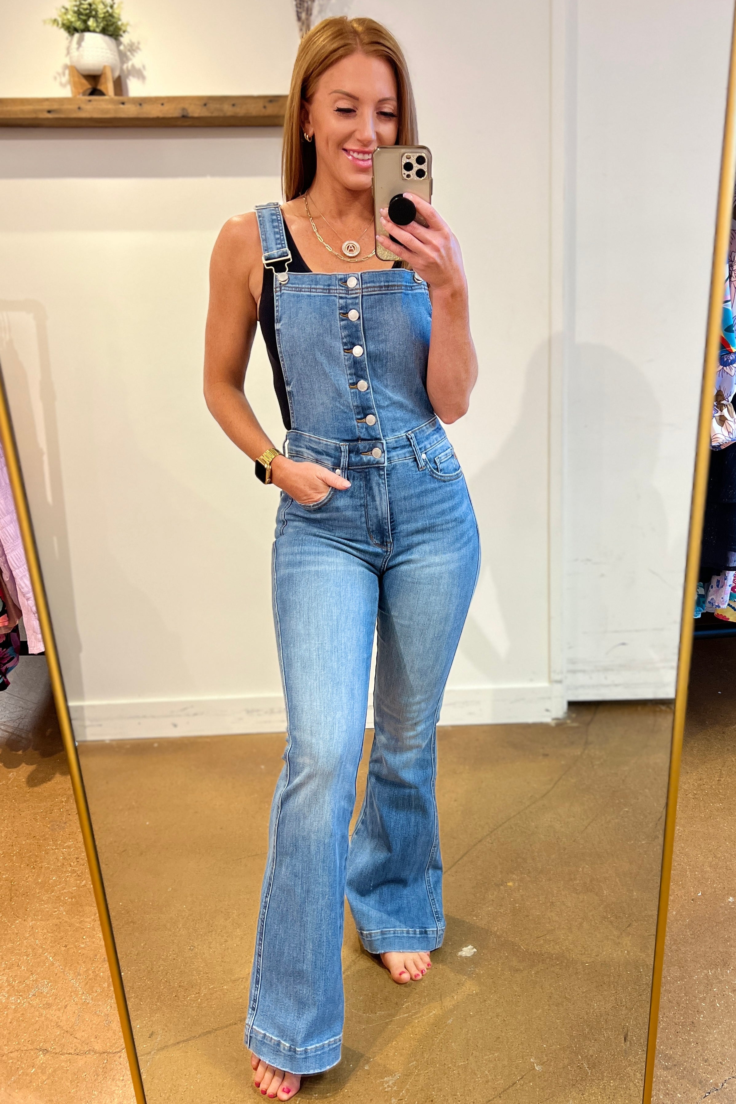 Izzy Control Top Retro Flare Overalls by Judy Blue