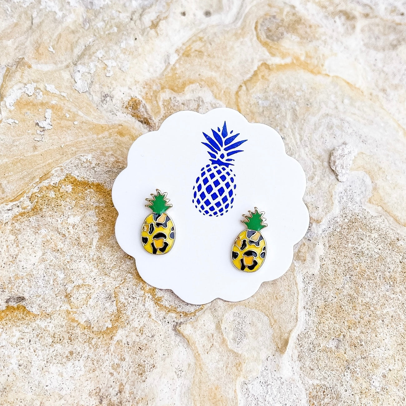 Leopard Pineapple Signature Enamel Studs by Prep Obsessed