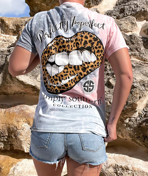 'Perfectly Imperfect' Leopard Lips Tie Dye Short Sleeve Tee by Simply Southern