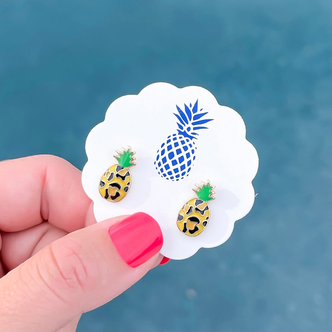 Leopard Pineapple Signature Enamel Studs by Prep Obsessed