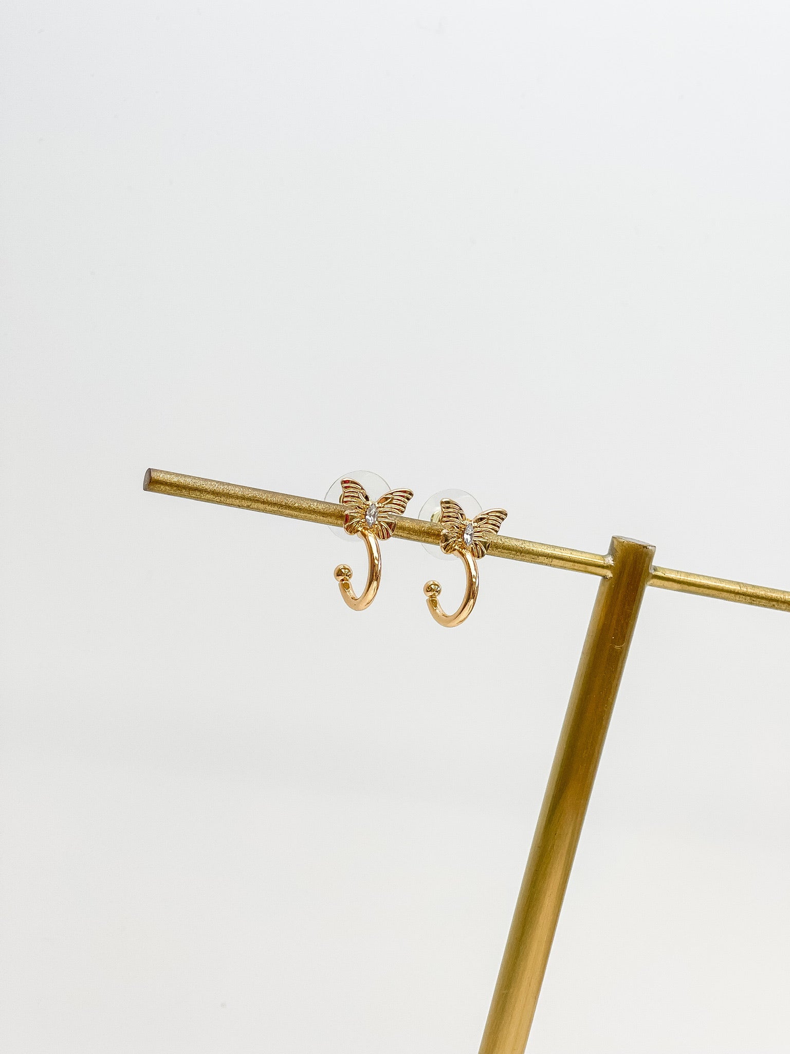 Dainty Butterfly Huggie Earrings - Gold
