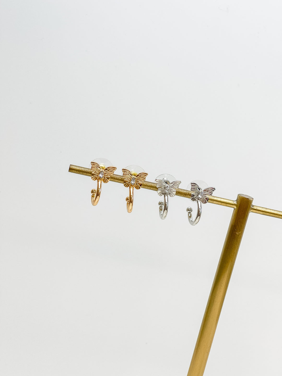 Dainty Butterfly Huggie Earrings - Gold