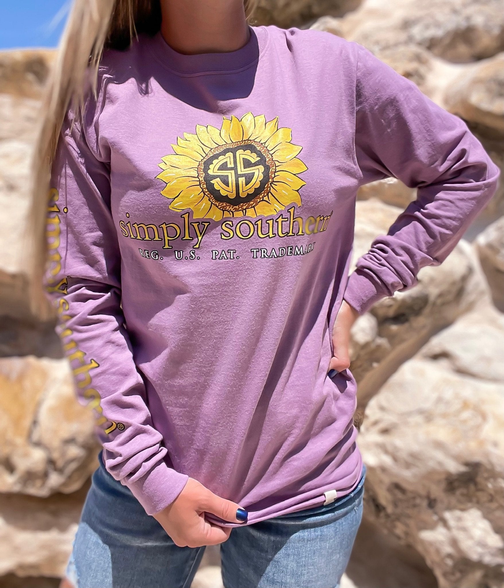 Youth 'Don’t Look Back You're Not Going That Way' Sunflower Truck Long Sleeve Tee by Simply Southern