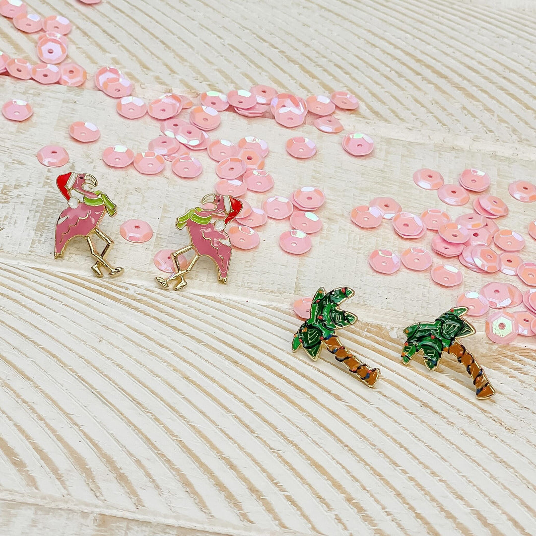 Festive Flamingo Signature Enamel Studs by Prep Obsessed