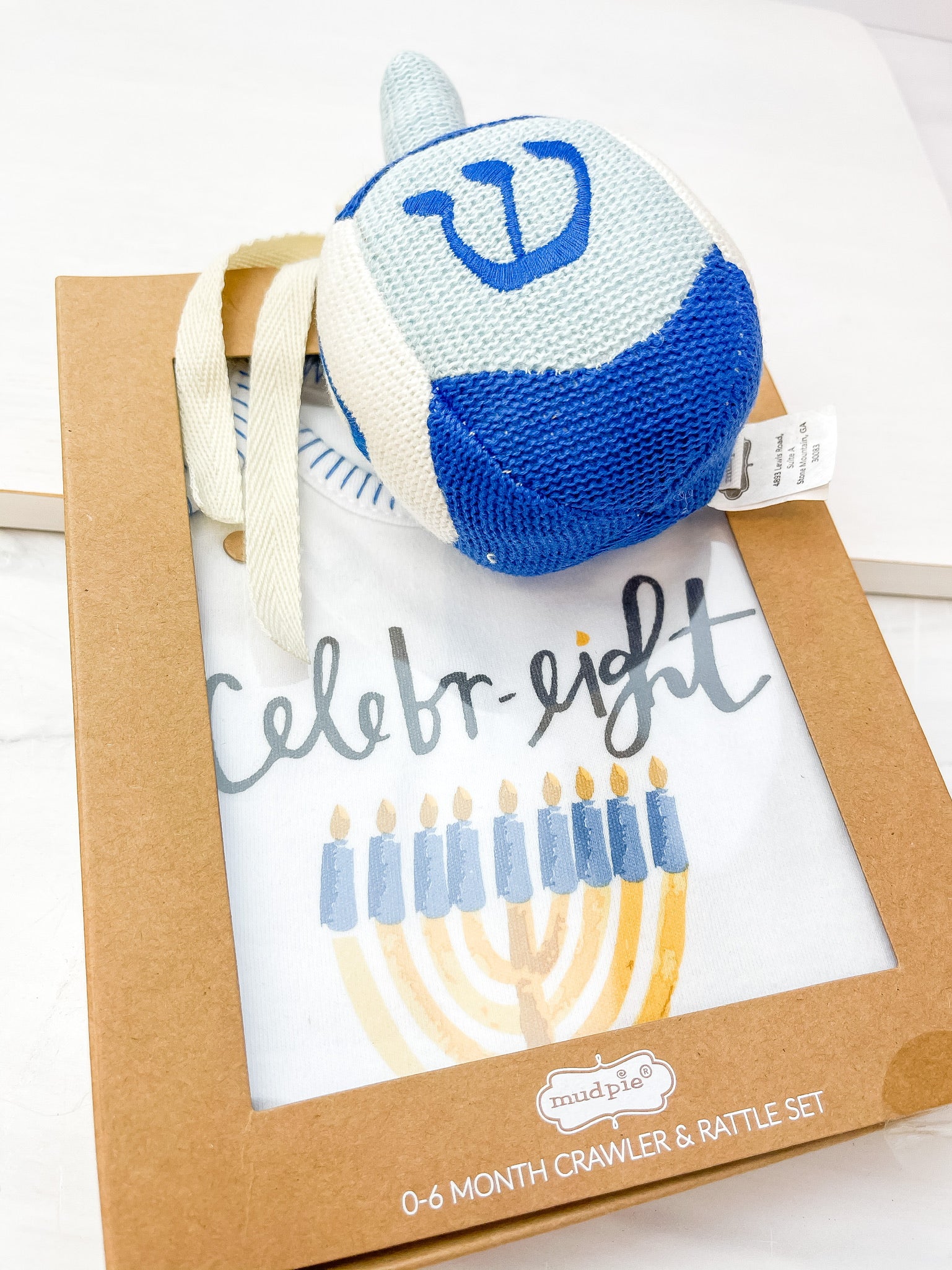 'Celebr-eight' Hanukkah Knit Rattle Gift Set by Mud Pie