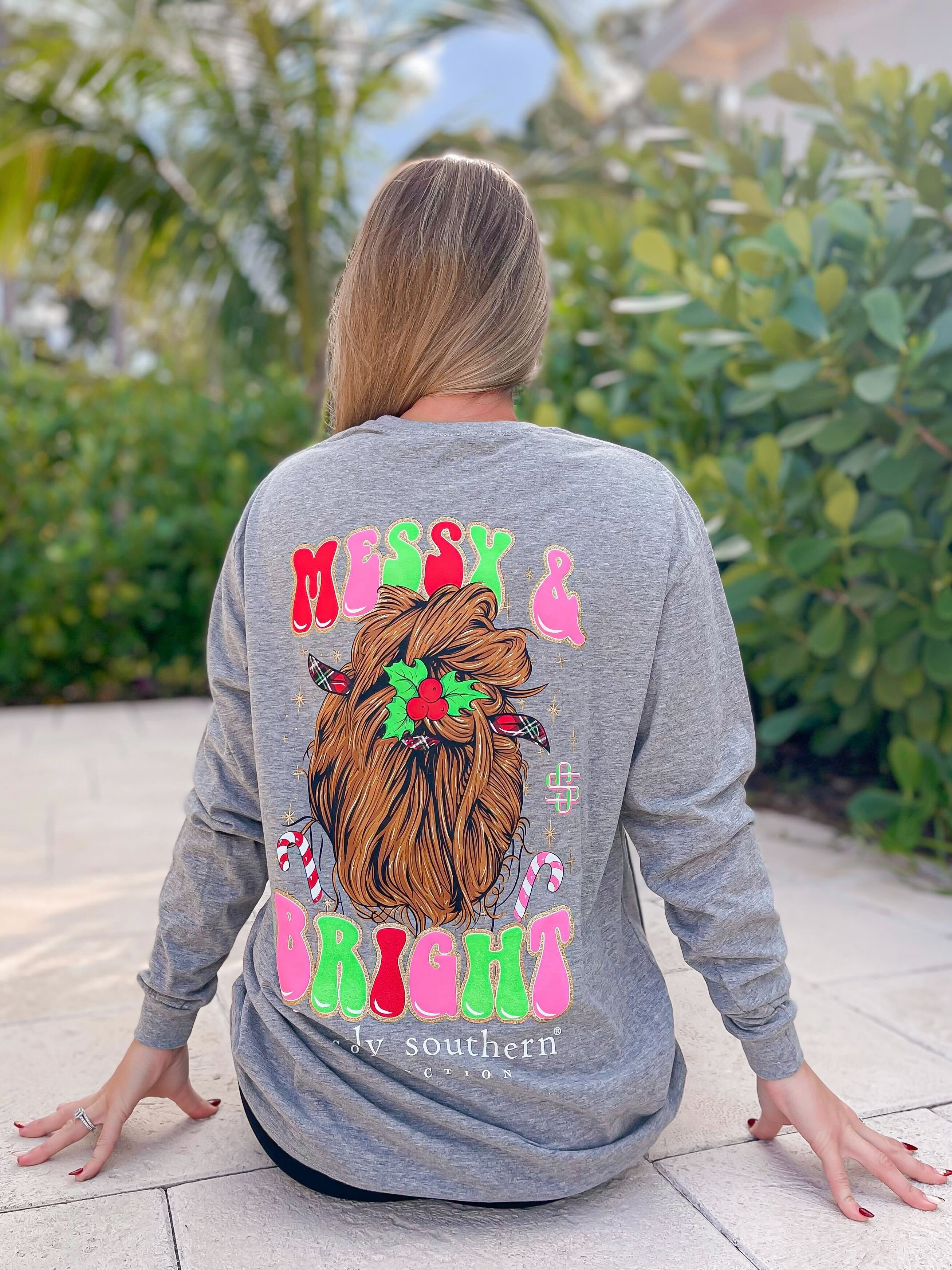 'Messy & Bright' Christmas Long Sleeve Tee by Simply Southern