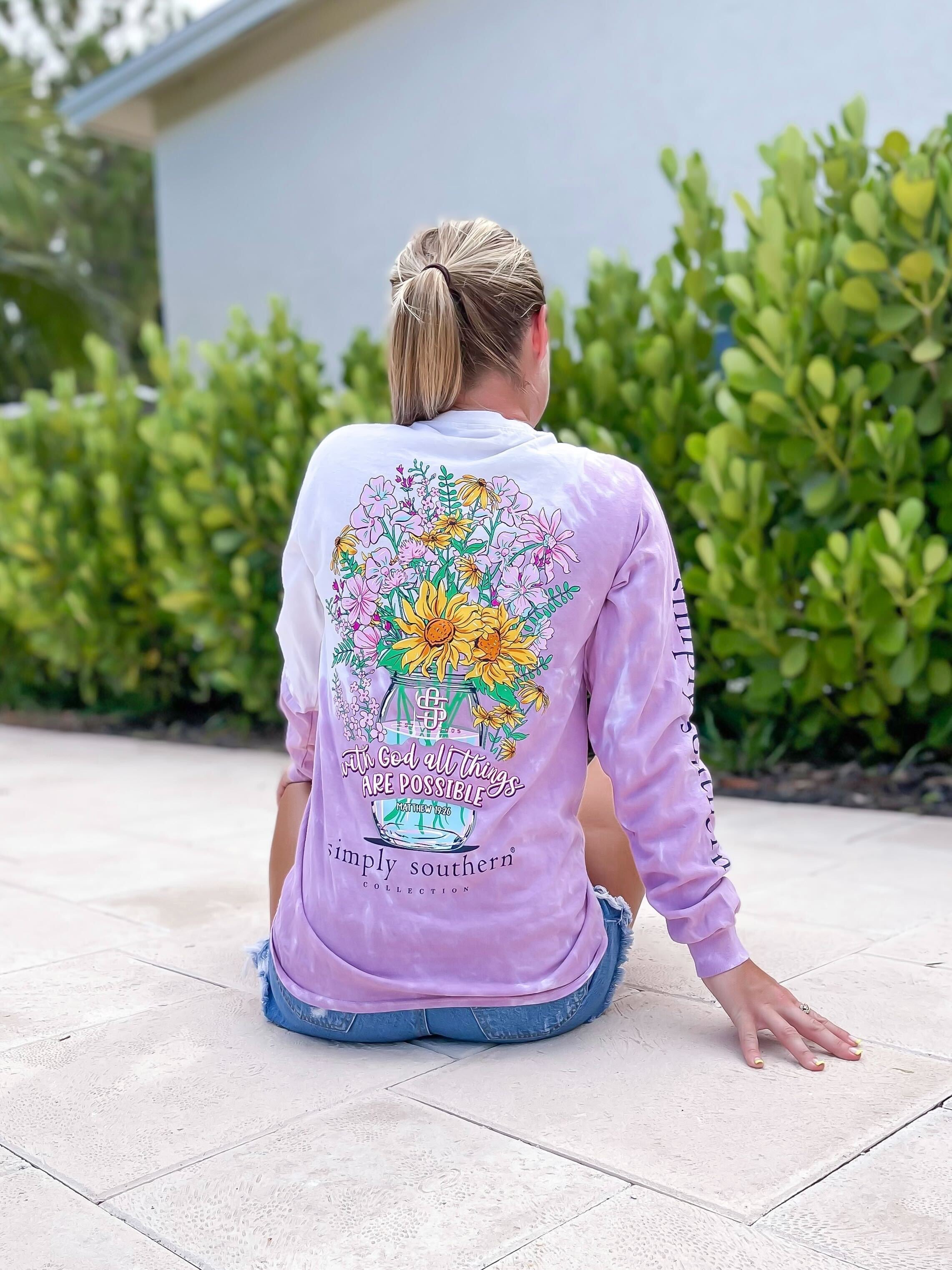'With God All Things Are Possible' Tie Dye Long Sleeve Tee by Simply Southern
