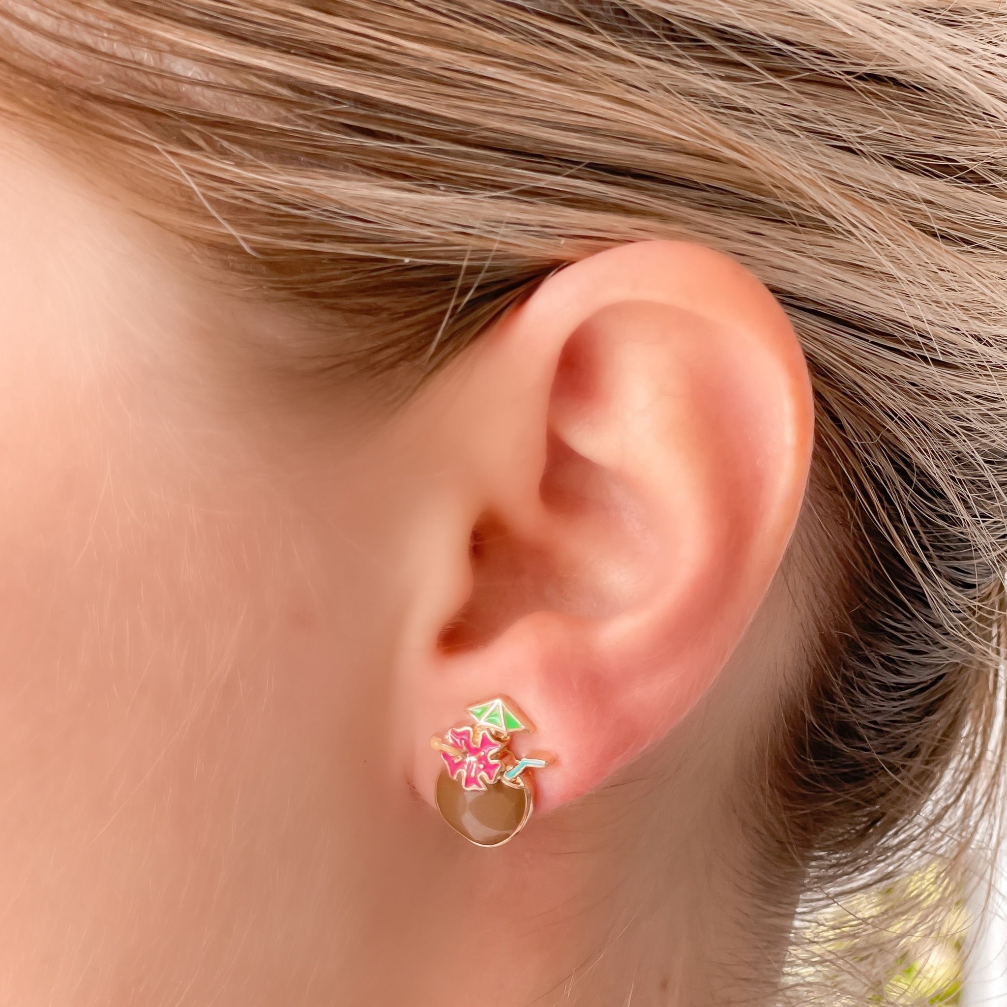 Coconut Drink Signature Enamel Studs by Prep Obsessed
