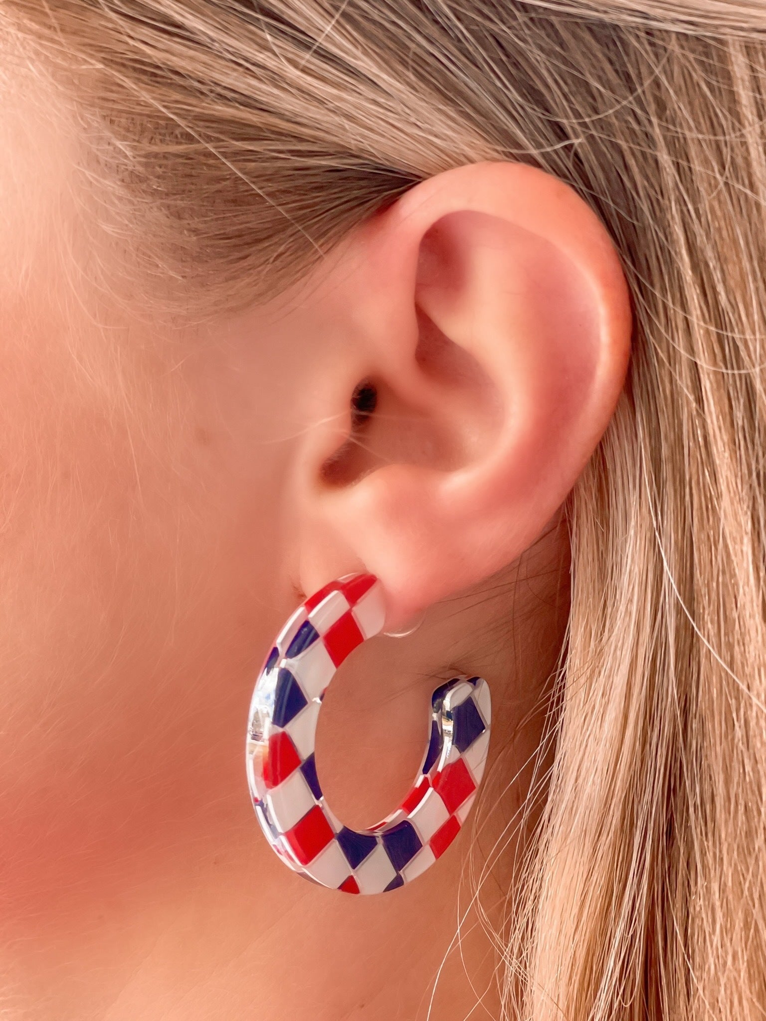 Checkered Acrylic Hoop Earrings