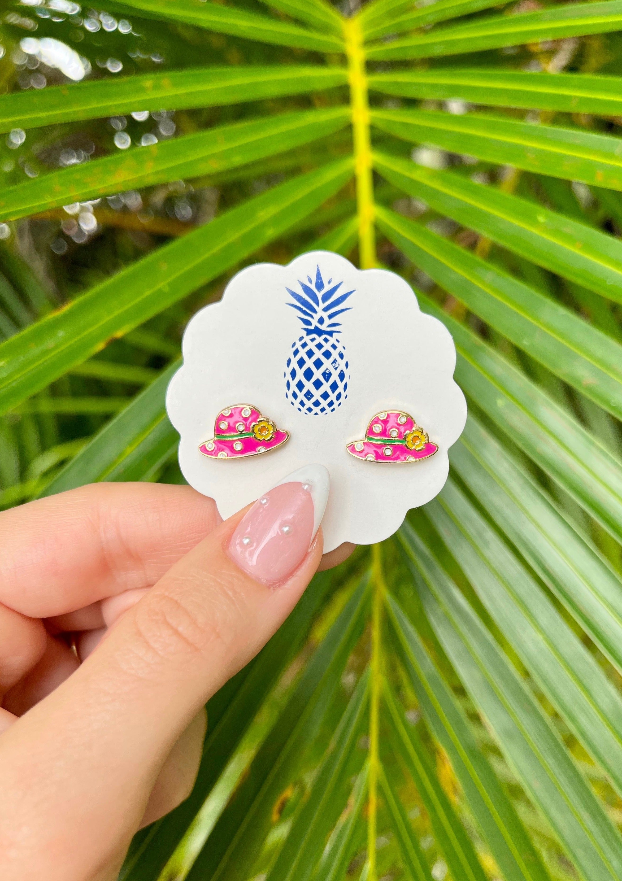 Spotted Sun Hat Signature Enamel Studs by Prep Obsessed