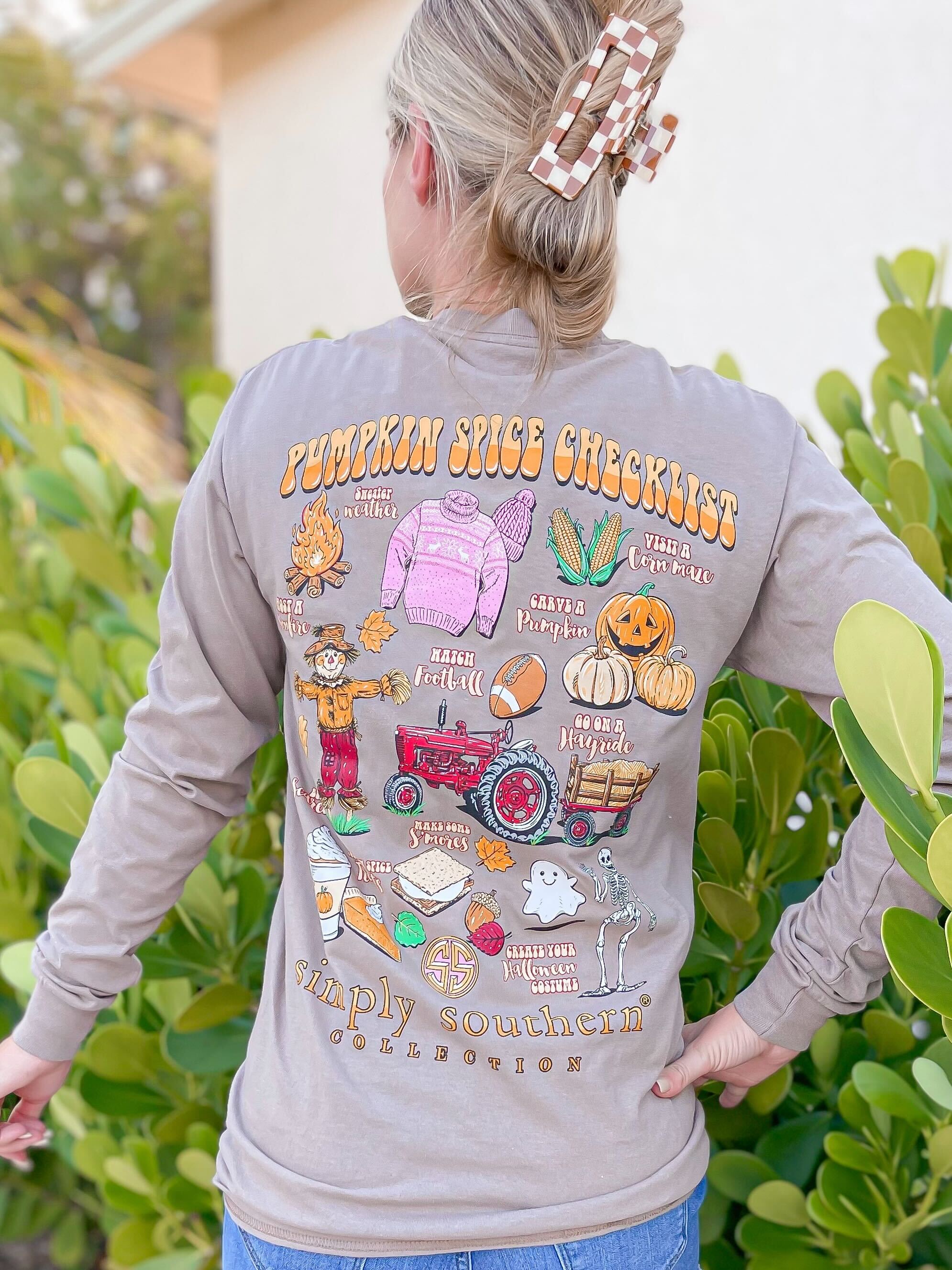 'Pumpkin Spice Checklist' Long Sleeve Tee by Simply Southern