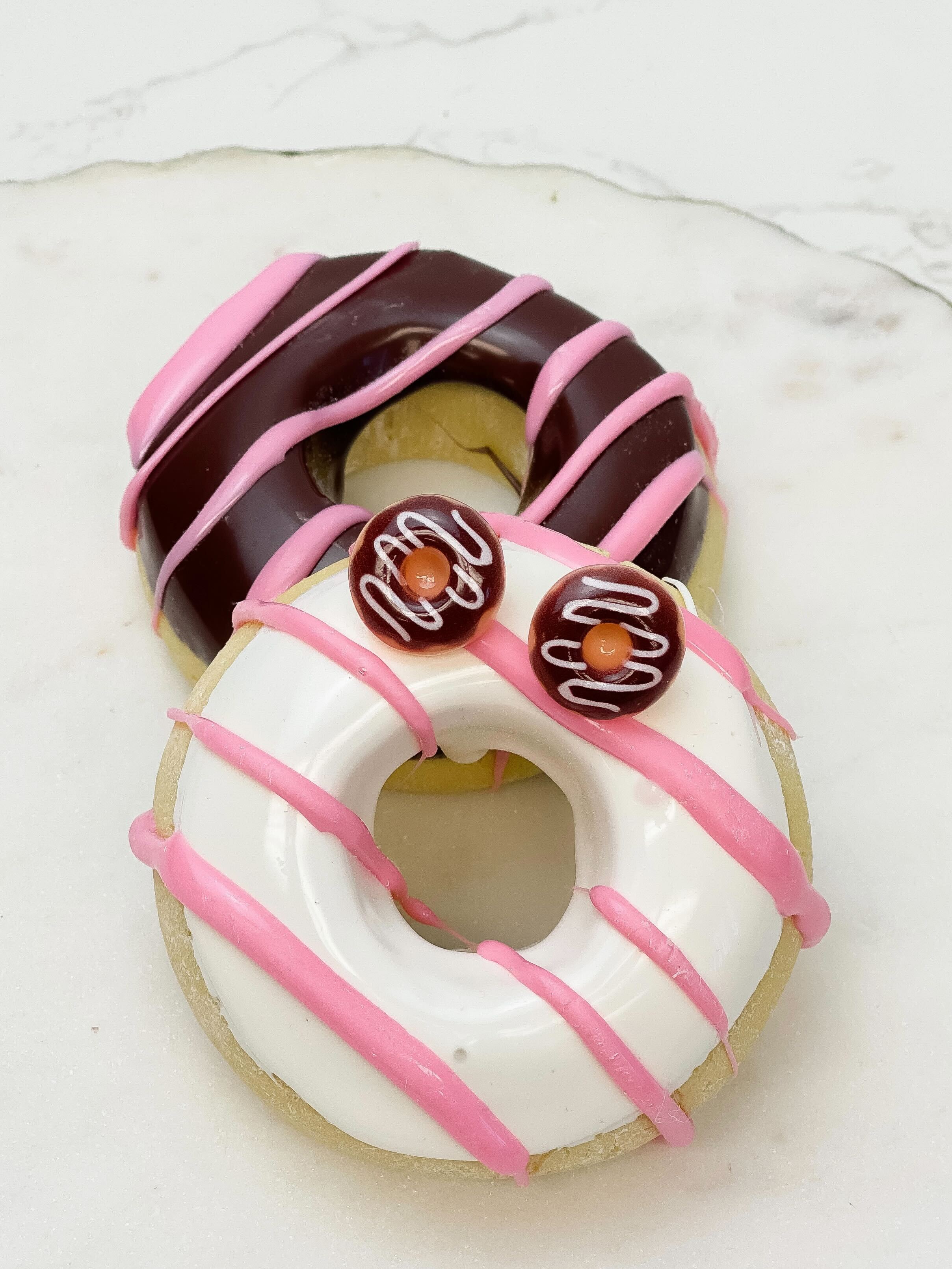 Frosted Donut Stud Earrings - Chocolate