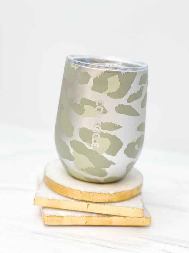 12 oz Stainless Steel Stemless Tumbler by Corkcicle - Snow Leopard