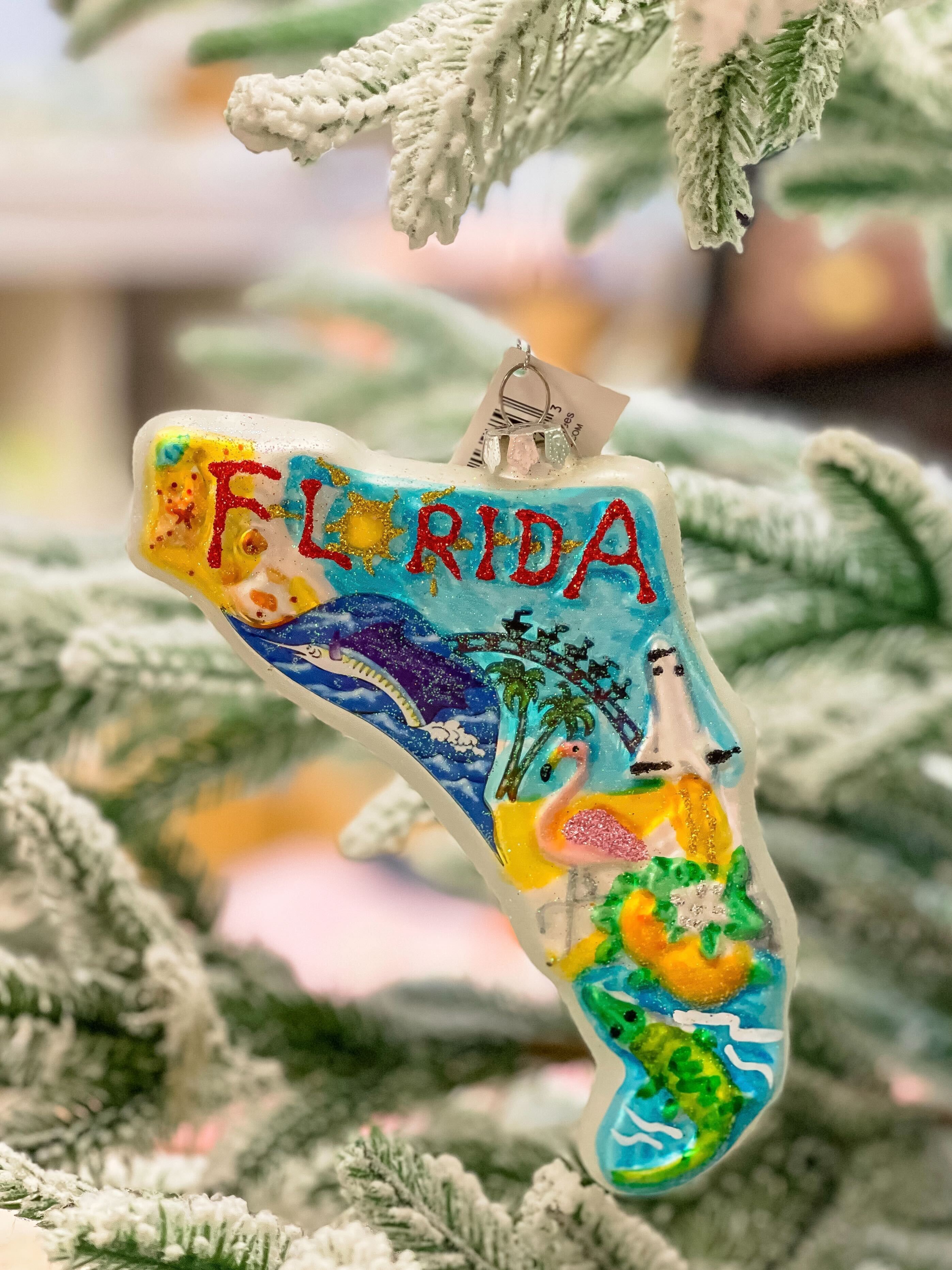 Glittery Glass 'Florida' Ornament