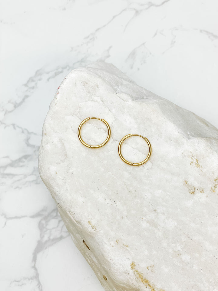 Large Stainless Steel Hoop Earrings - Gold