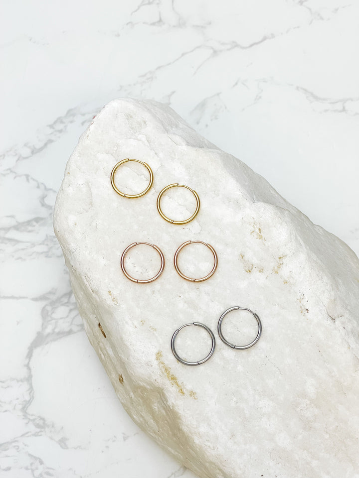 Large Stainless Steel Hoop Earrings - Gold