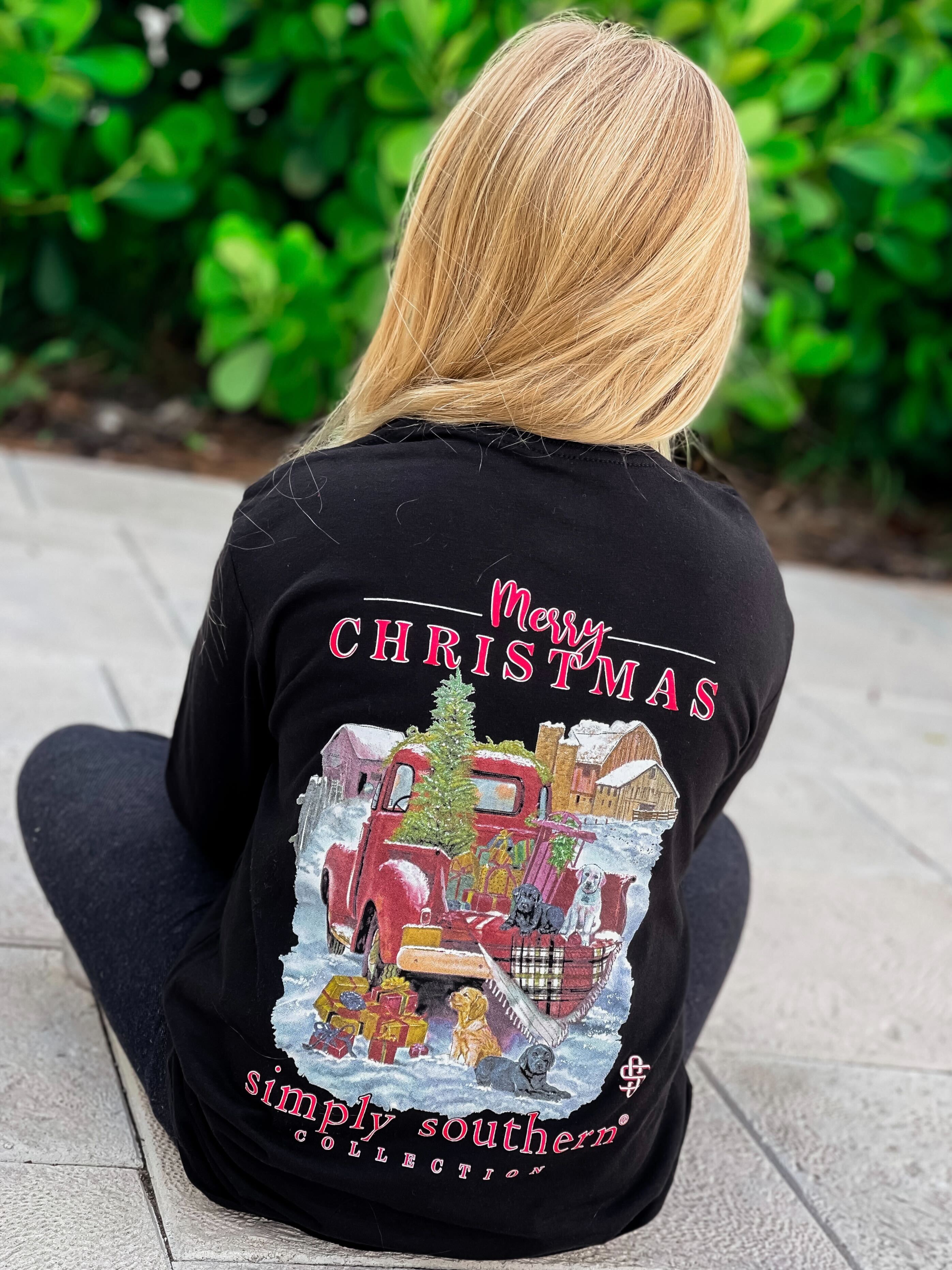 Youth Farmhouse Christmas Long Sleeve Tee by Simply Southern