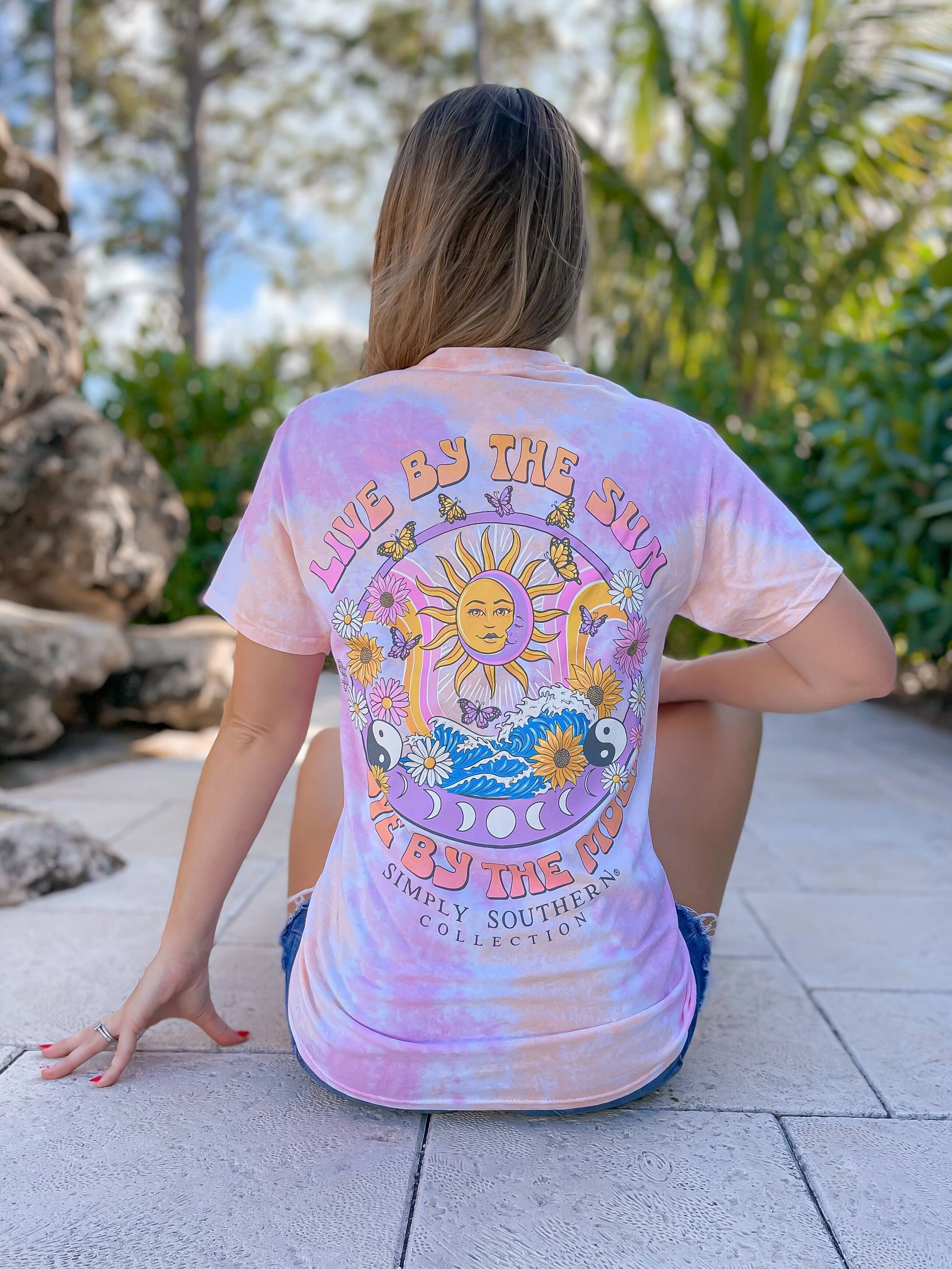 'Live By The Sun, Love By The Moon' Short Sleeve Tie Dye Tee by Simply Southern