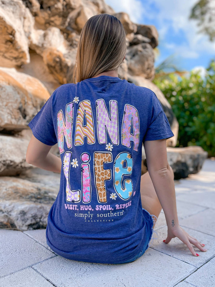 'Visit, Hug, Spoil, Repeat' Nana Short Sleeve Tee by Simply Southern - Aisle Final Sale