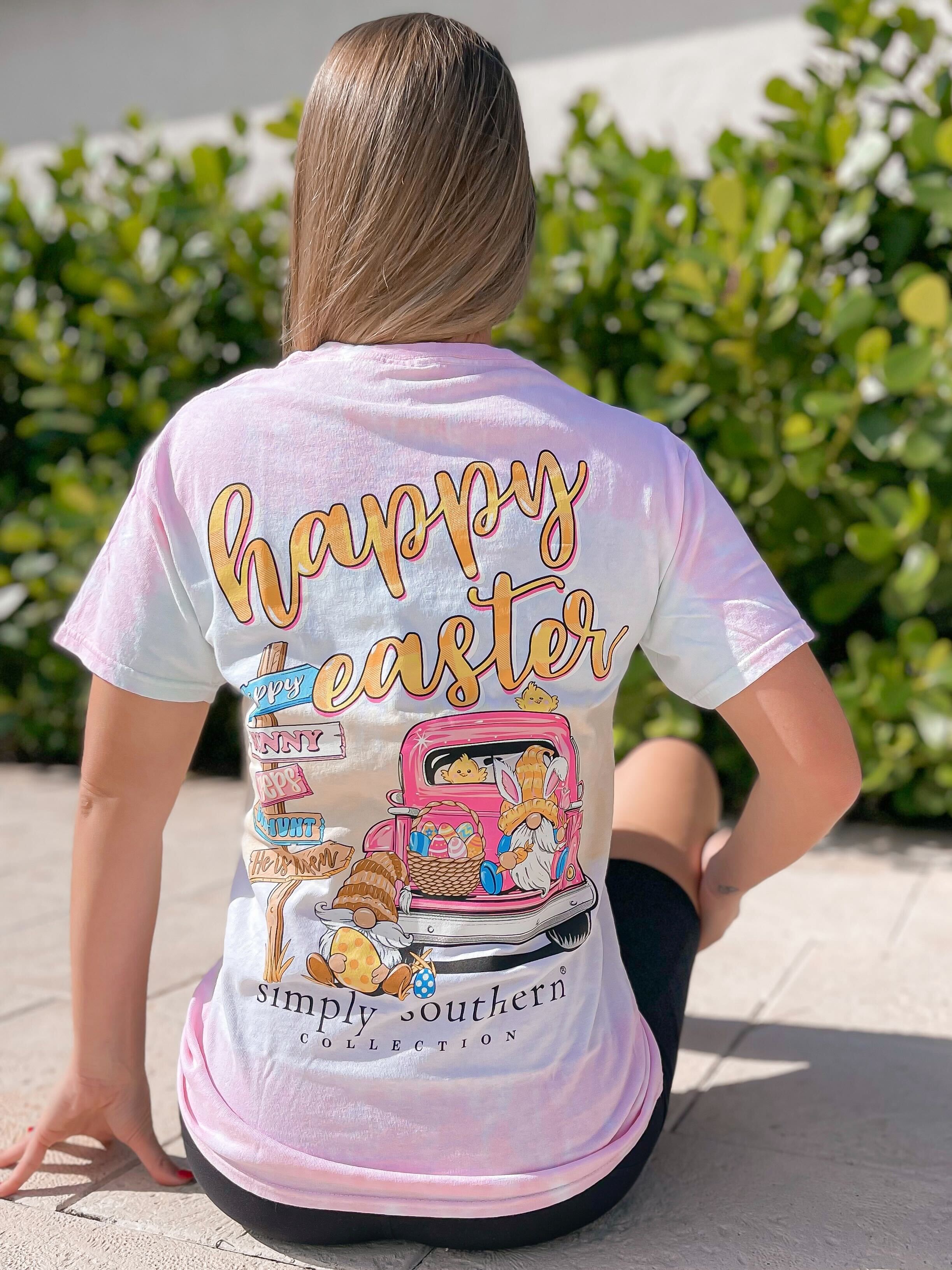 'Happy Easter' Gnome Short Sleeve Tie Dye Tee by Simply Southern