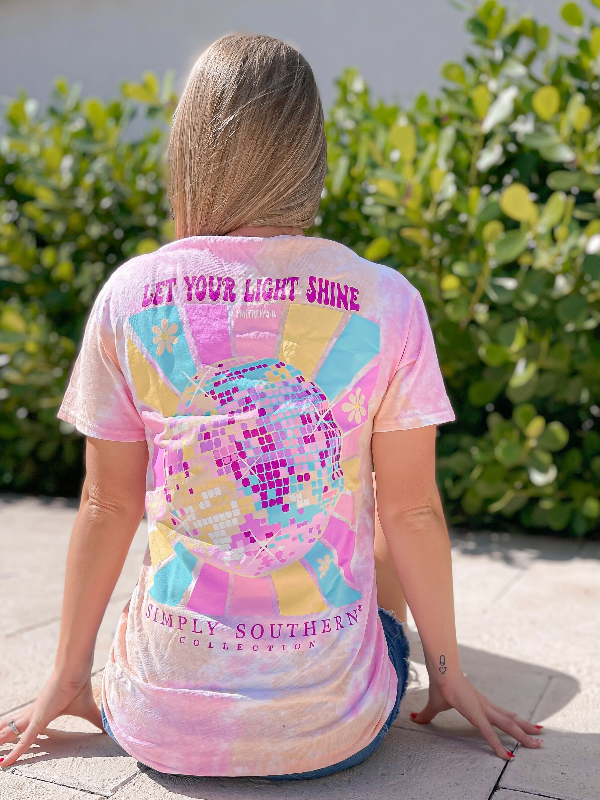 'Let Your Light Shine' Disco Short Sleeve Tie Dye Tee by Simply Southern