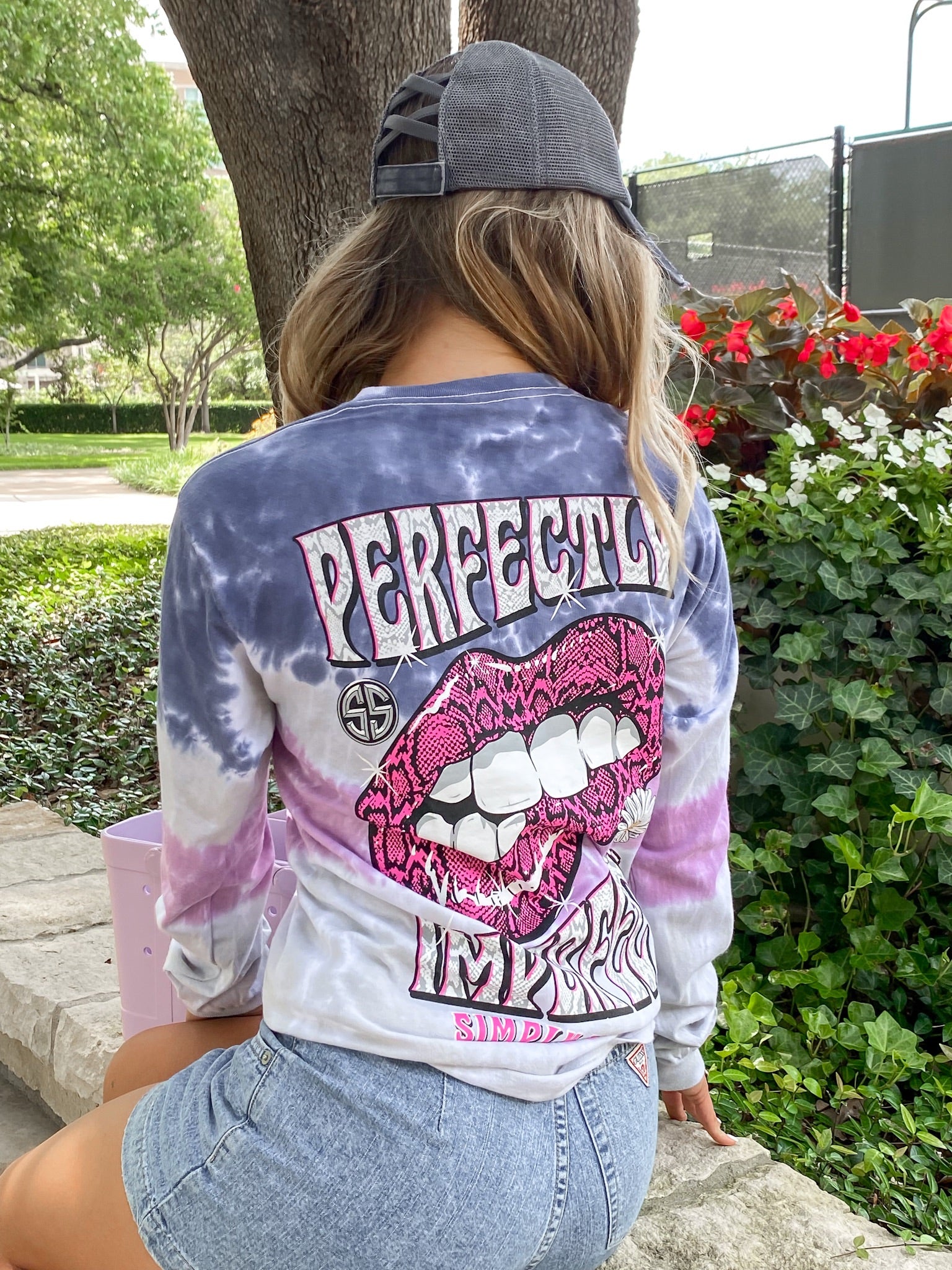 'Perfectly Imperfect' Snakeskin Lips Tie Dye Long Sleeve Tee by Simply Southern