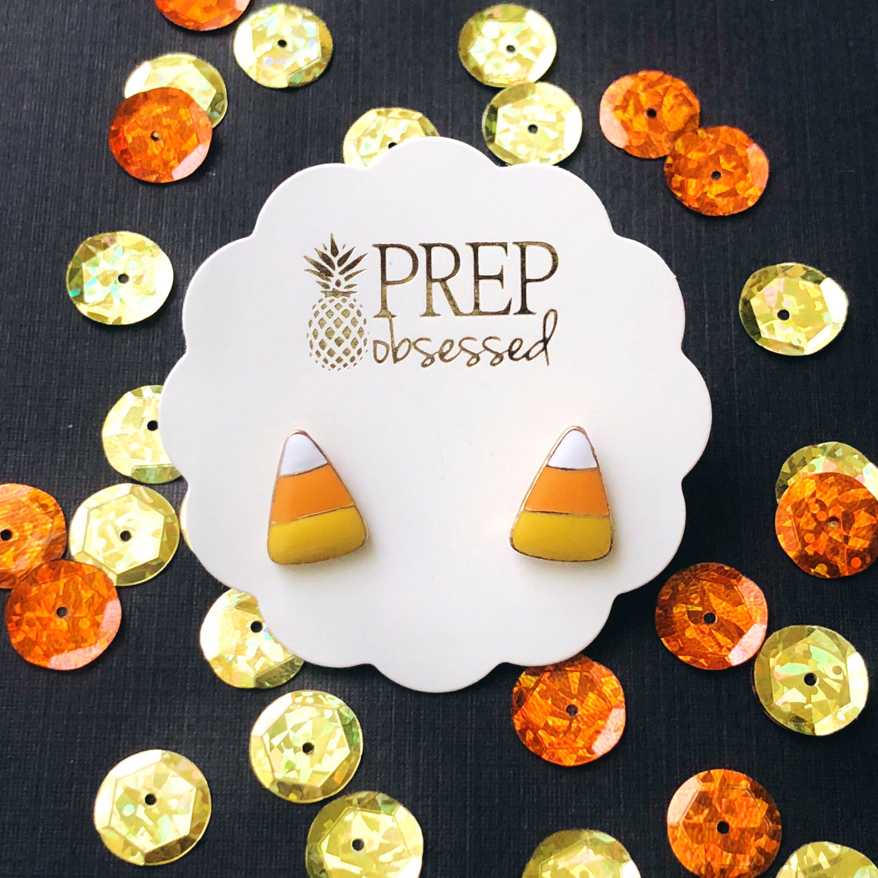 Candy Corn Halloween Stud Earrings at Prep Obsessed