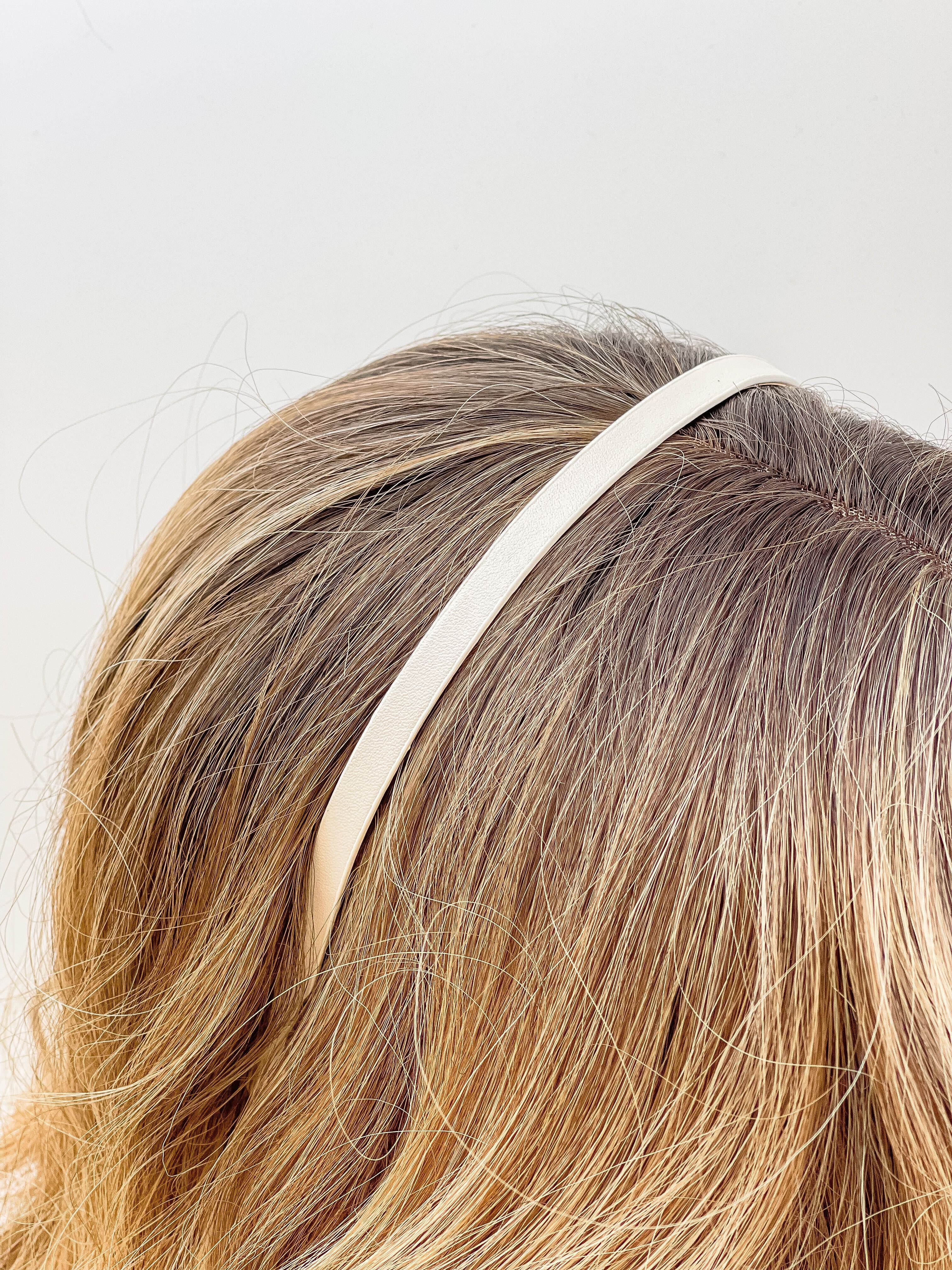Skinny Leather Headband - White
