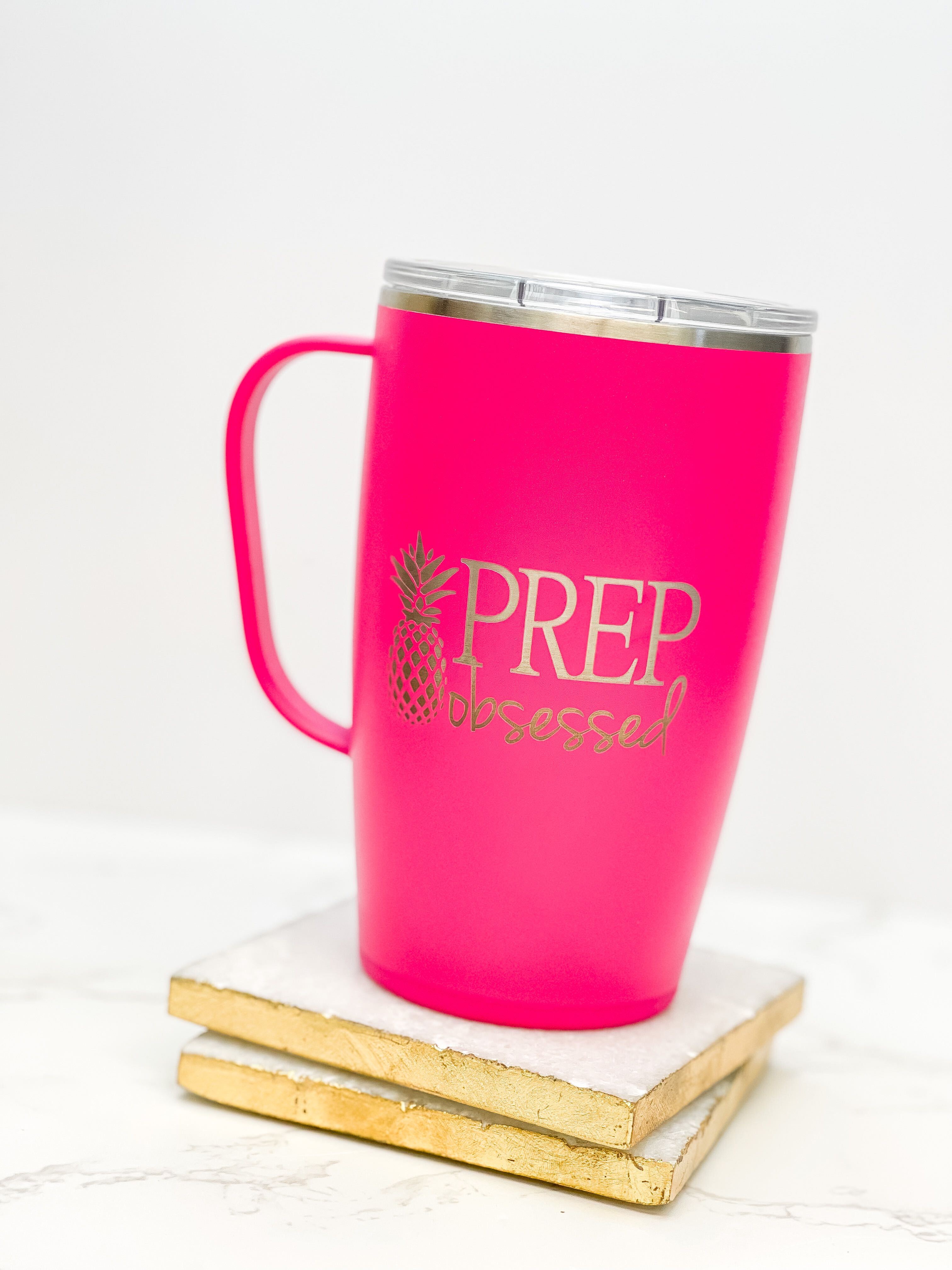 Hot Pink Prep Obsessed 18 oz Stainless Steel Travel Mug by Swig